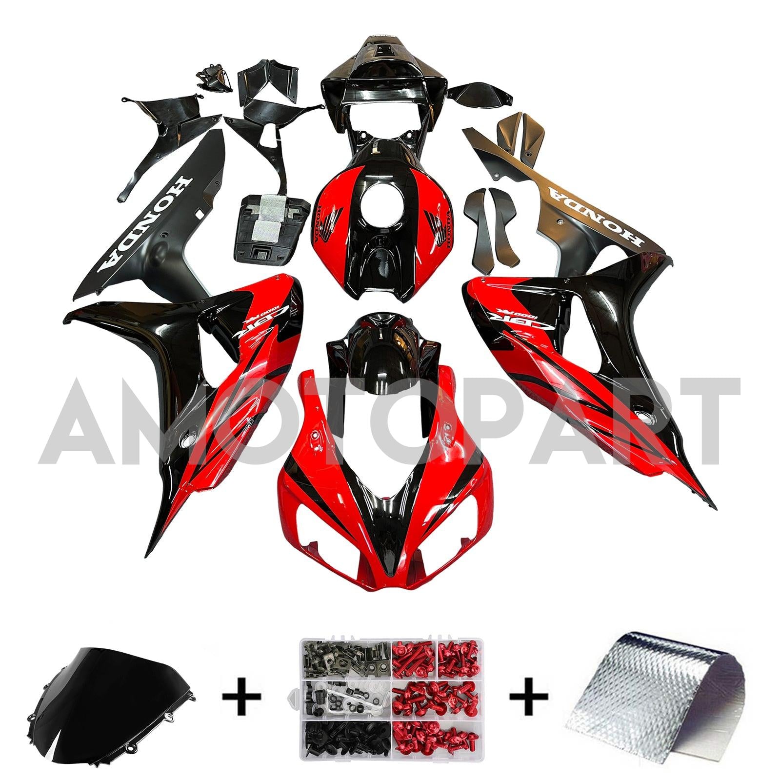 Amotopart Fairings CBR1000RR 2006-2007 Fairing Black and Red Fairing Kit