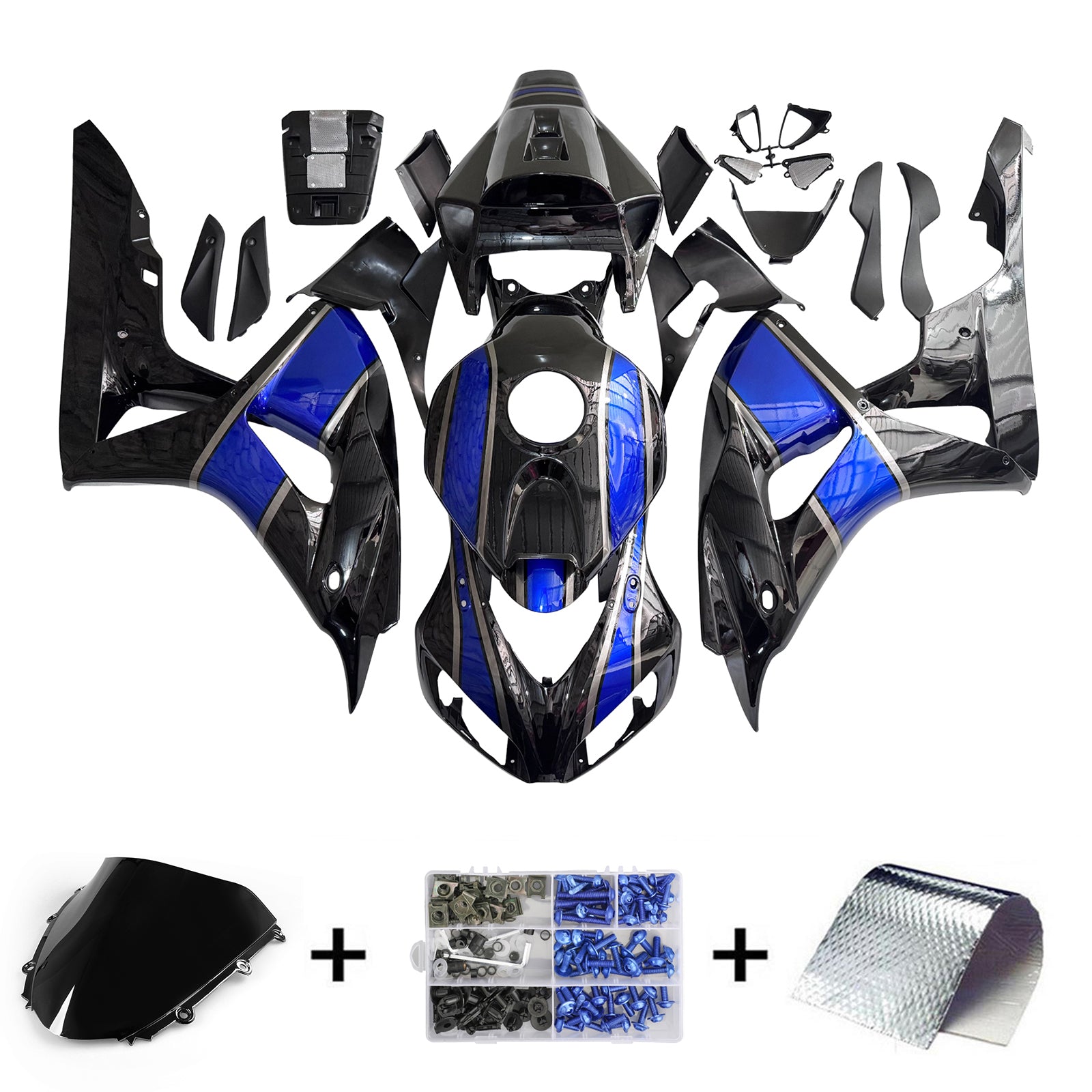 Amotopart 2006-2007 Honda CBR1000RR Black Blue Fairing Kit