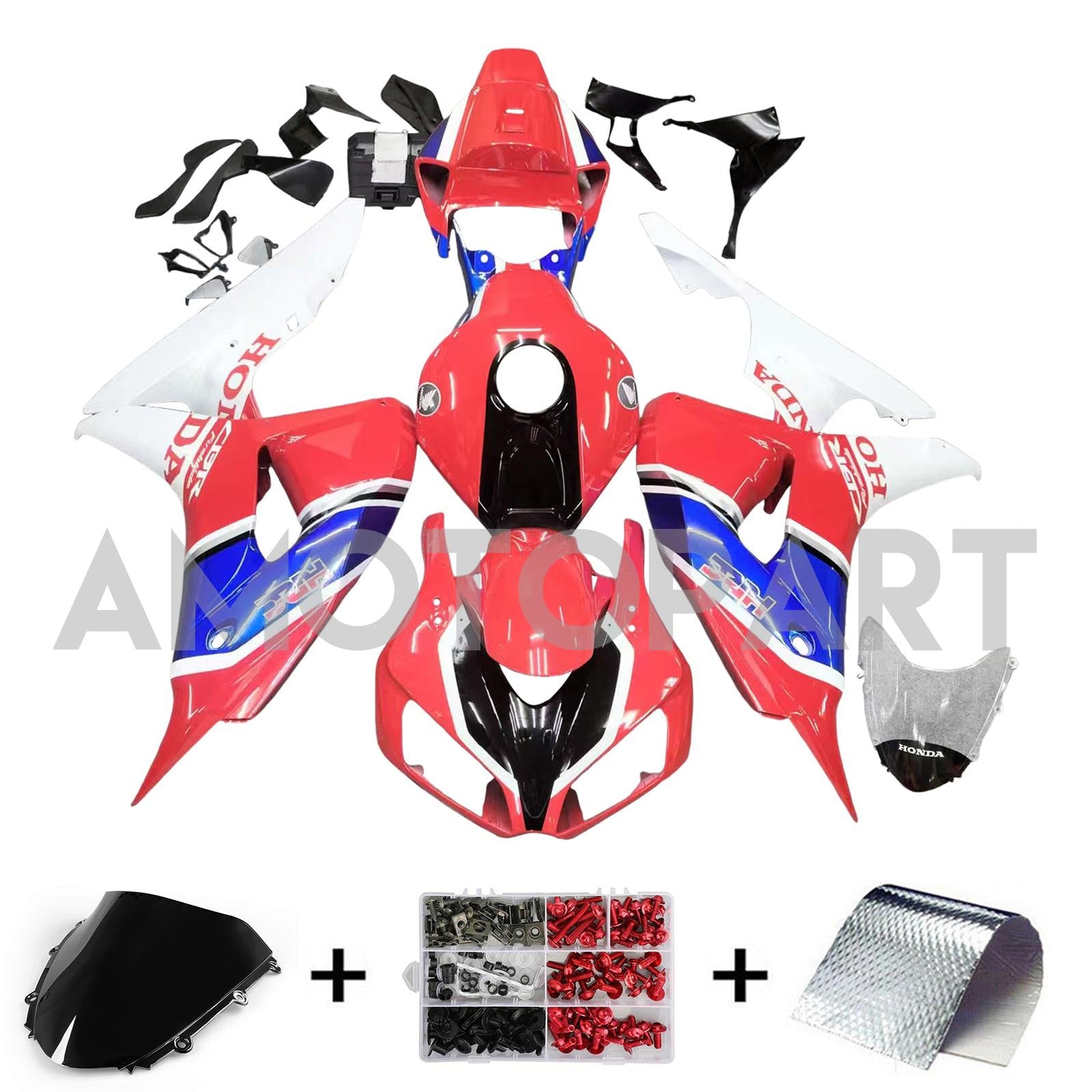 Amotopart 2006-2007 Honda CBR1000RR Fairing Orange Red Repsol Zestaw