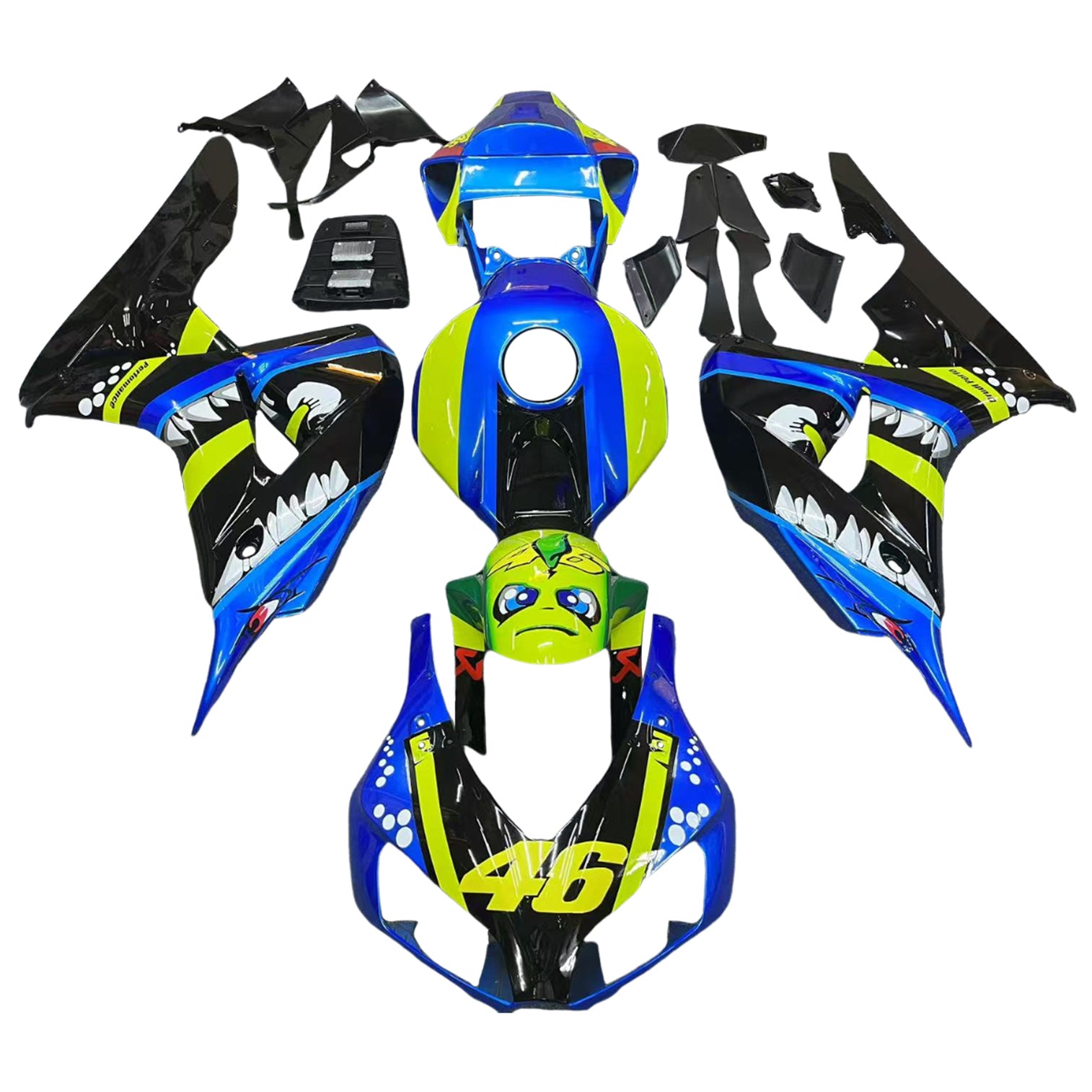 Amotopart 2006-2007 Honda CBR1000rr Kit de carénage bleu vert noir