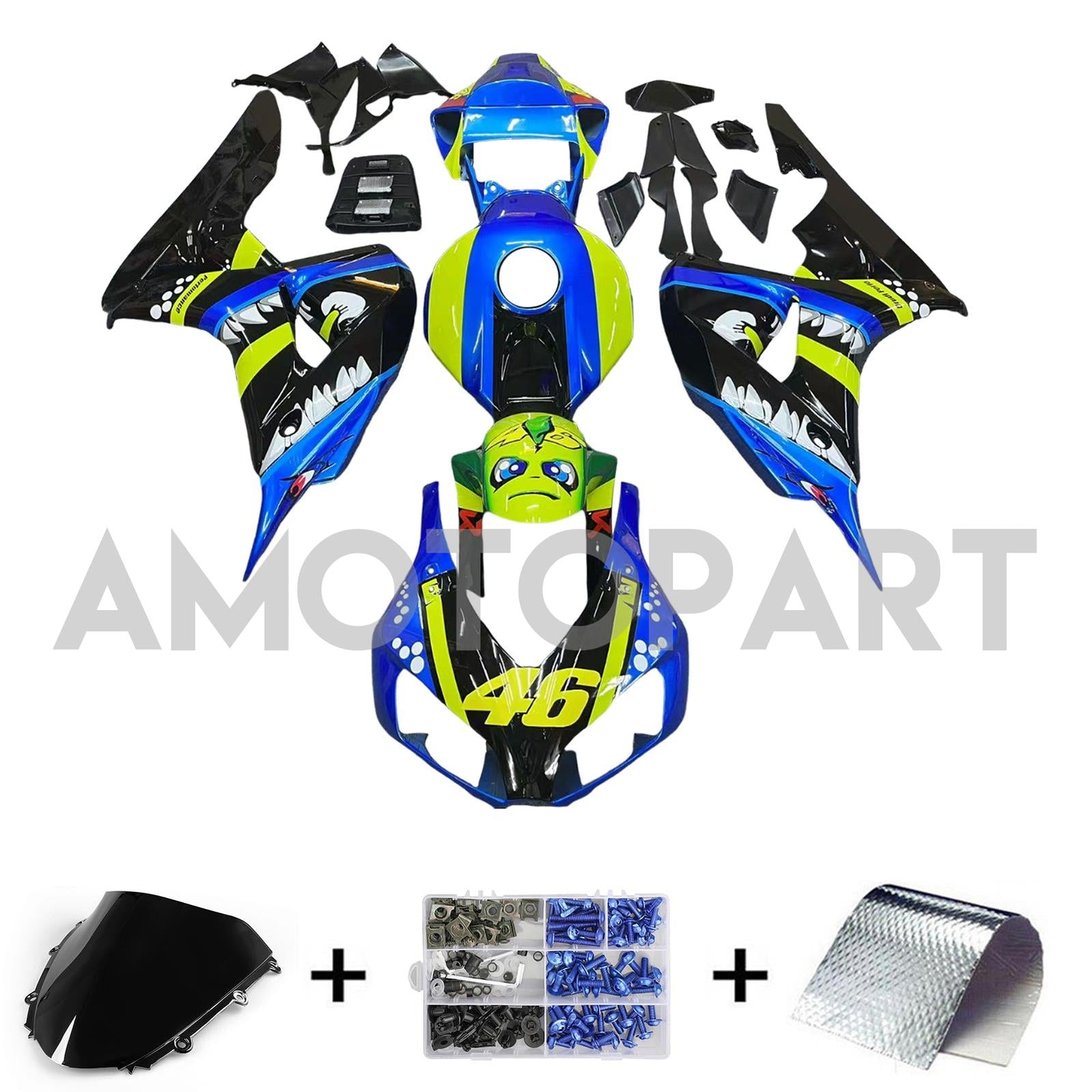 Amotopart 2006-2007 Honda CBR1000RR Black Green Blue Fairing Kit