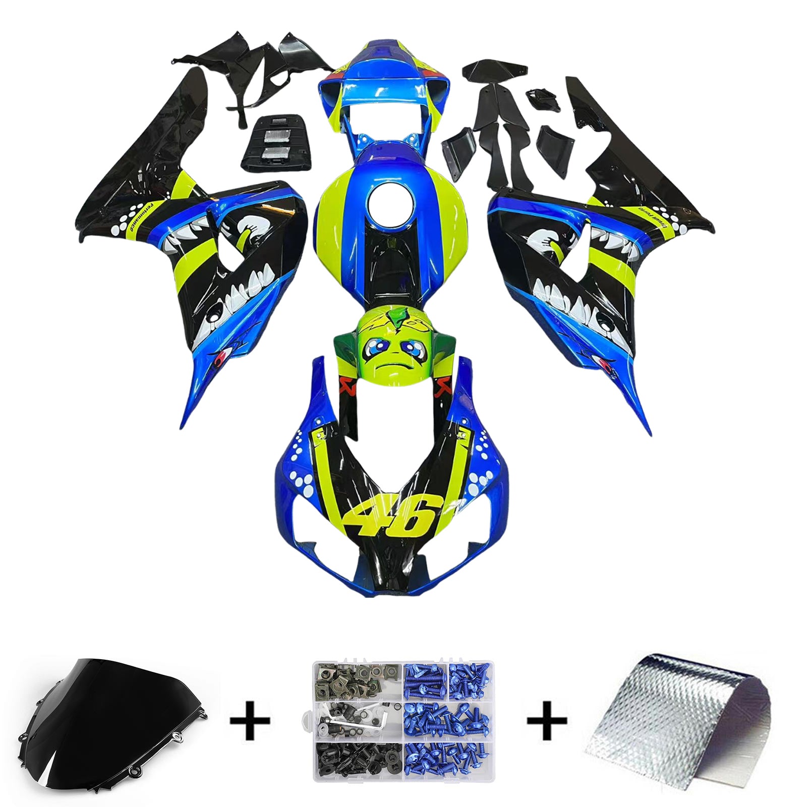 Amotopart 2006-2007 Honda CBR1000rr Kit de carénage bleu vert noir