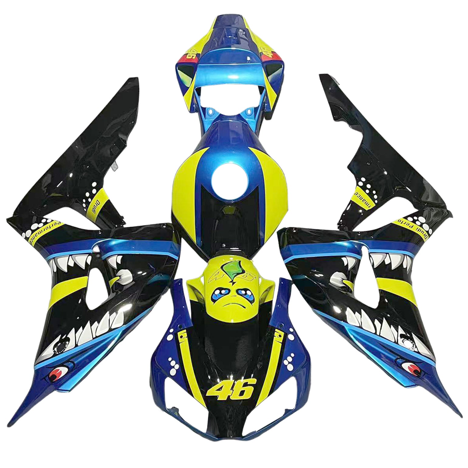 Amotopart 2006-2007 Honda CBR1000RR Blue&Green Monster Fairing Kit