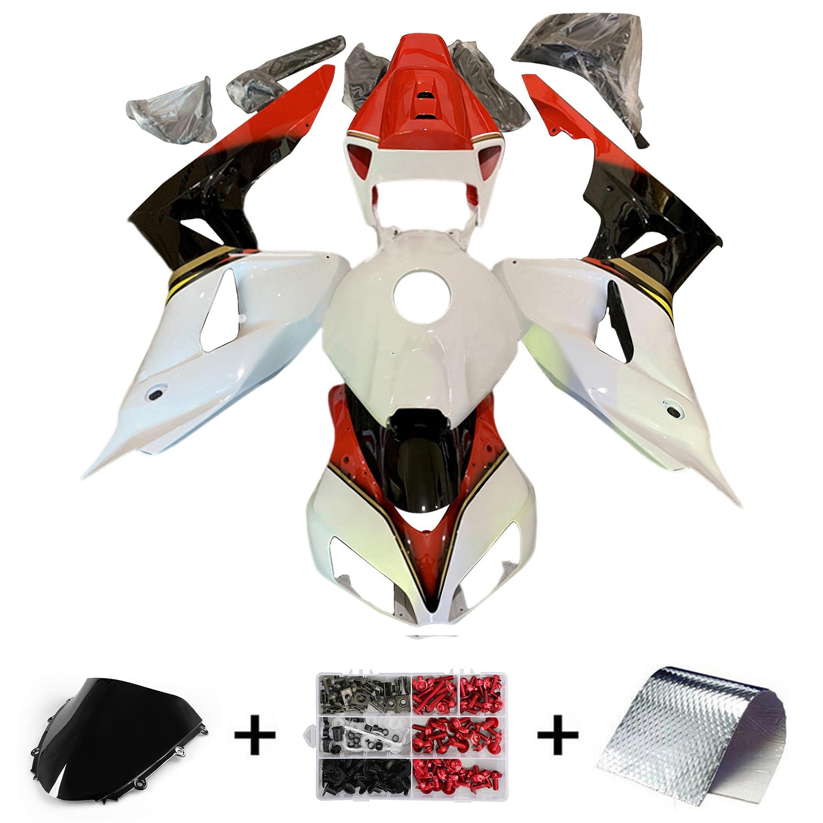 Amotopart 2006-2007 Honda CBR1000RR White & Red Style2 Failing Kit