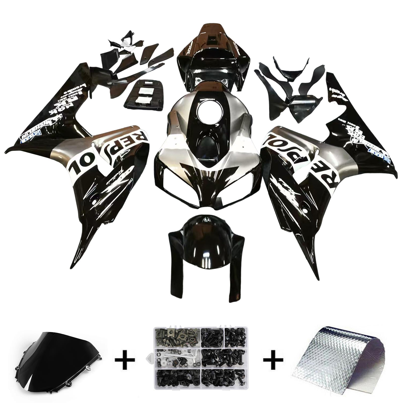 Amotopart Honda CBR1000RR 2006-2007 Noir&Kit carénage Repjol gris