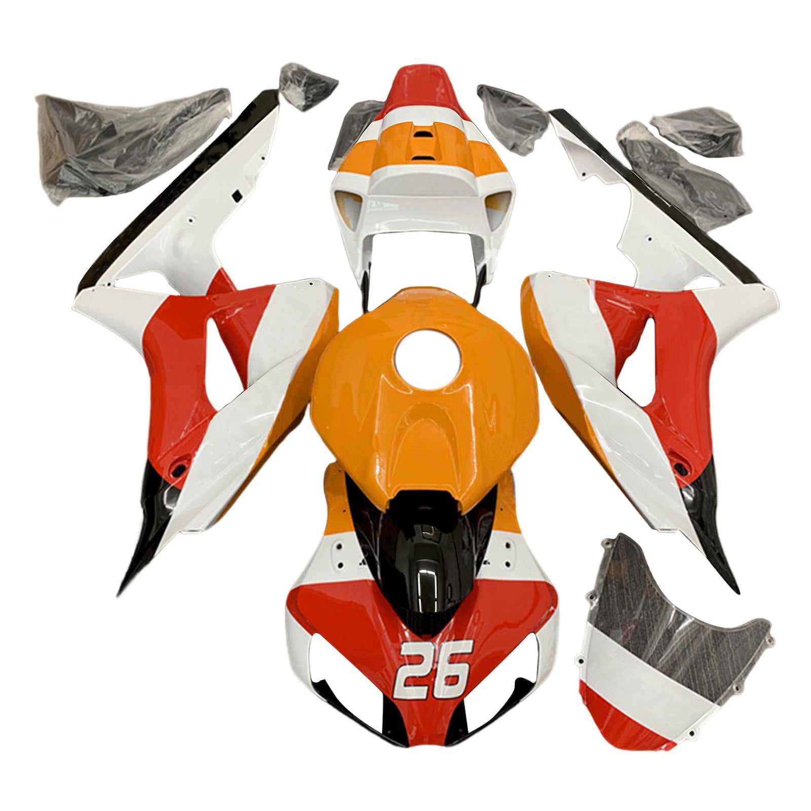 Amotopart 2006-2007 Honda CBR1000RR Orange&Red Repjol Fairing Kit