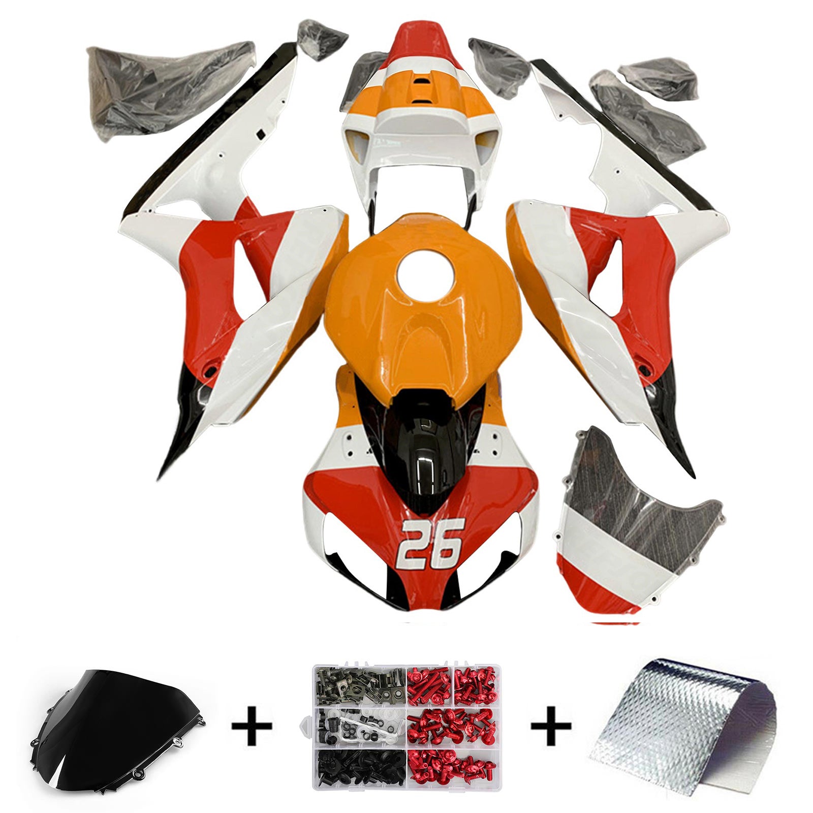 Amotopart 2006-2007 Honda CBR1000RR Orange&Red Repjol Fairing Kit