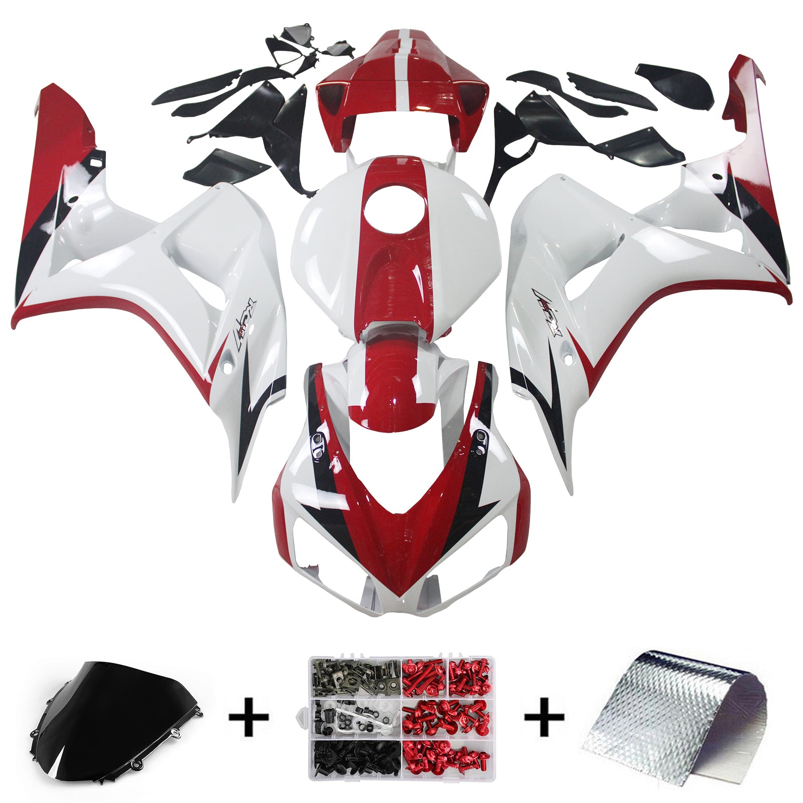 Amotopart 2006-2007 Kit carena Honda CBR1000RR Styl3 bianco e rosso