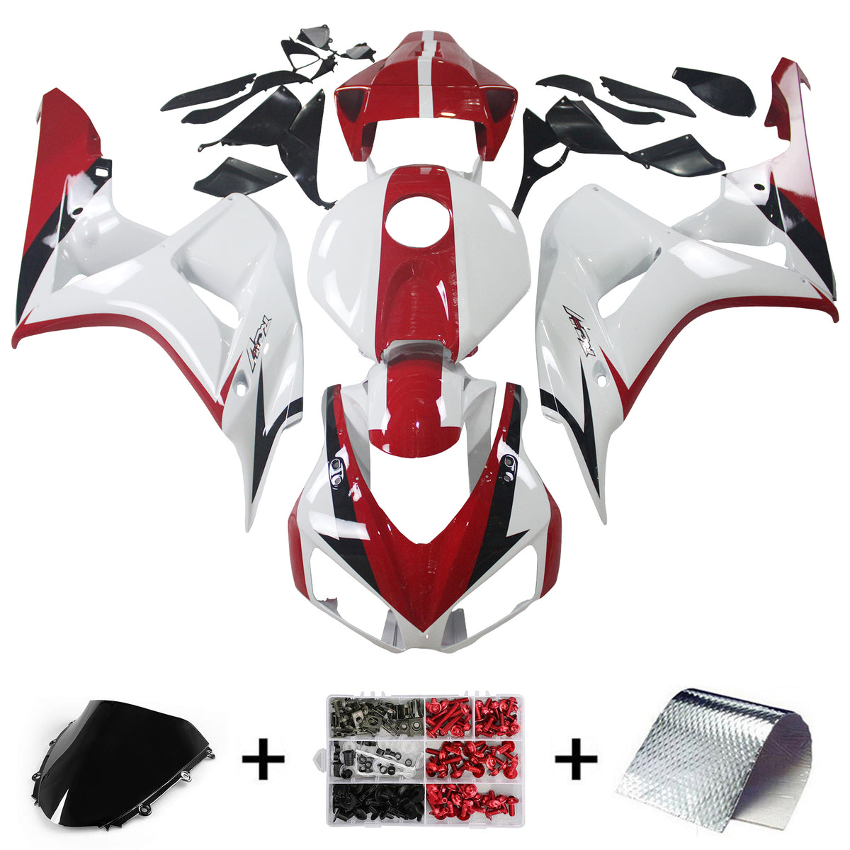 Amotopart 2006-2007 Honda CBR1000RR White&Red Style3 Fairing Kit