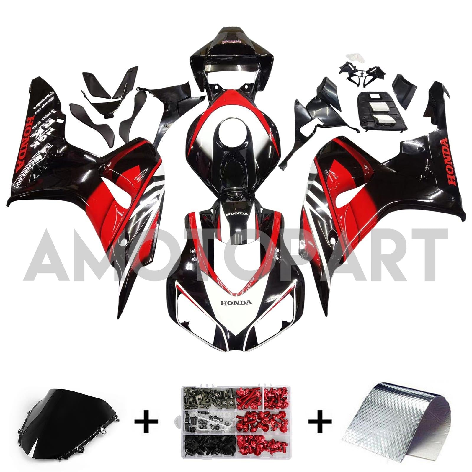 Amotopart 2006-2007 Honda CBR1000RR Red&Black Fairing Kit