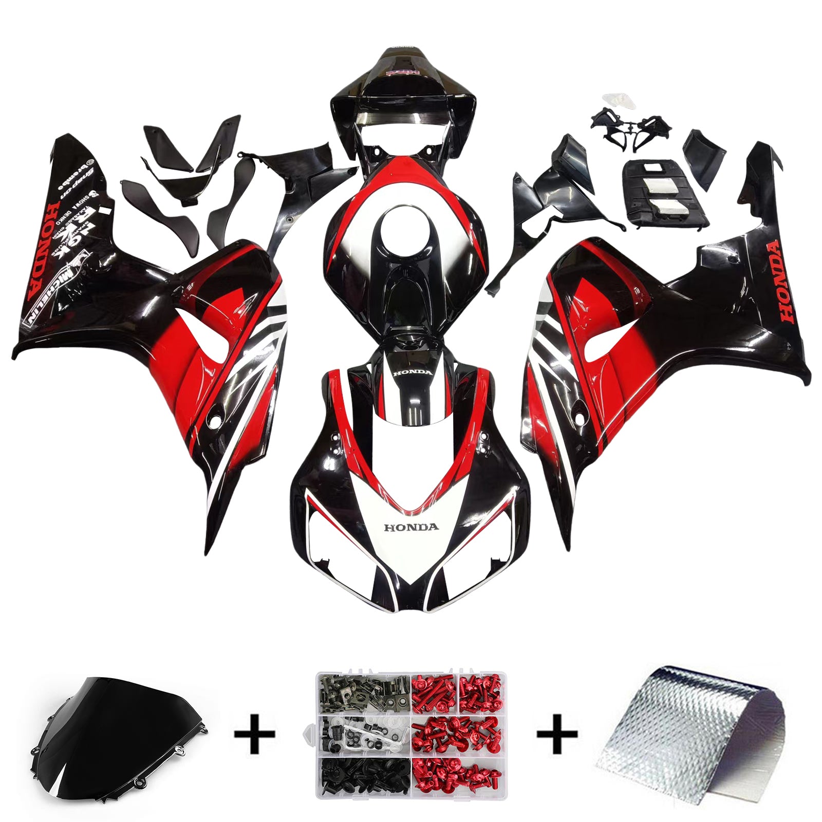 Amotopart 2006–2007 Honda CBR1000RR Rot-Schwarzes Verkleidungsset