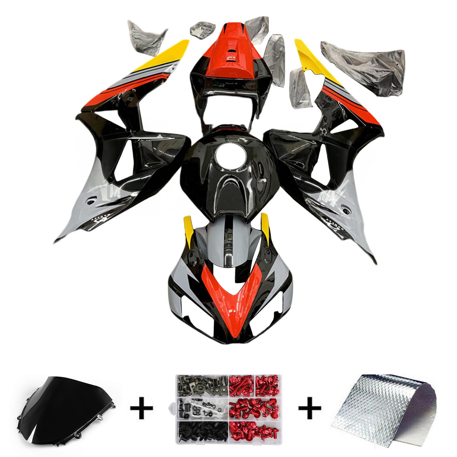 Amotopart 2006-2007 Honda CBR1000RR Red & Gray Fairing Kit