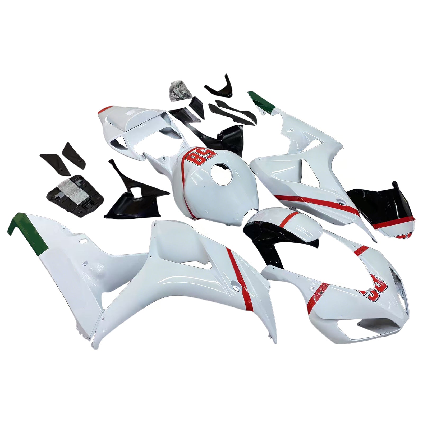 Amotopart 2006-2007 Honda CBR1000RR White & Red Style4 Fairing Zestaw