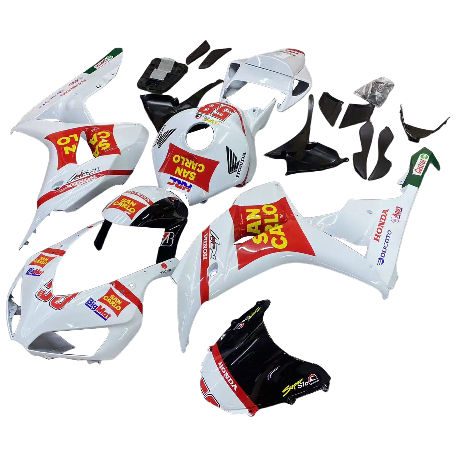 Amotopart 2006–2007 Honda CBR1000RR Weiß&Rotes Style4-Verkleidungskit