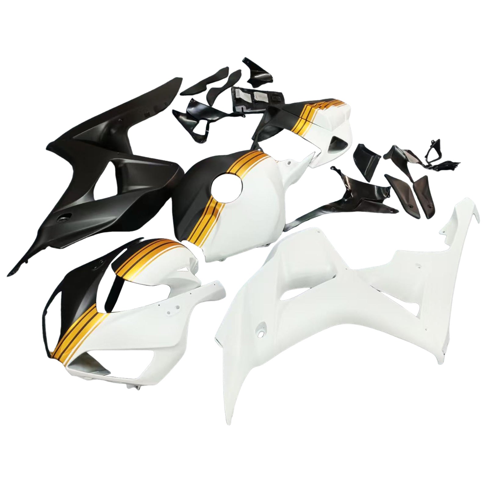 Amotopart 2006-2007 Honda CBR1000RR Black White Gold Fairing Kit