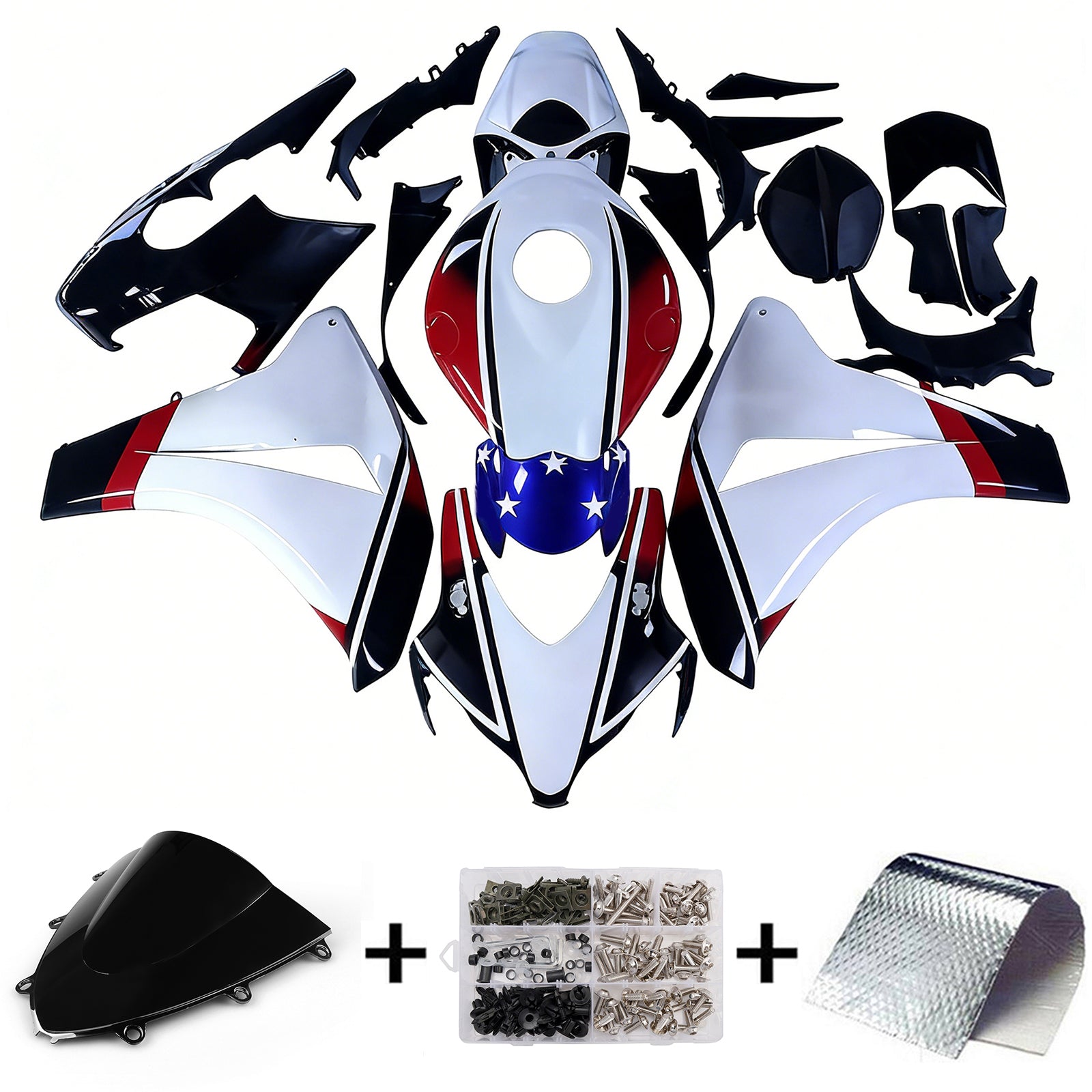 Amotopart 2008-2011 Honda CBR1000RR White Red Blue Fairing Kit