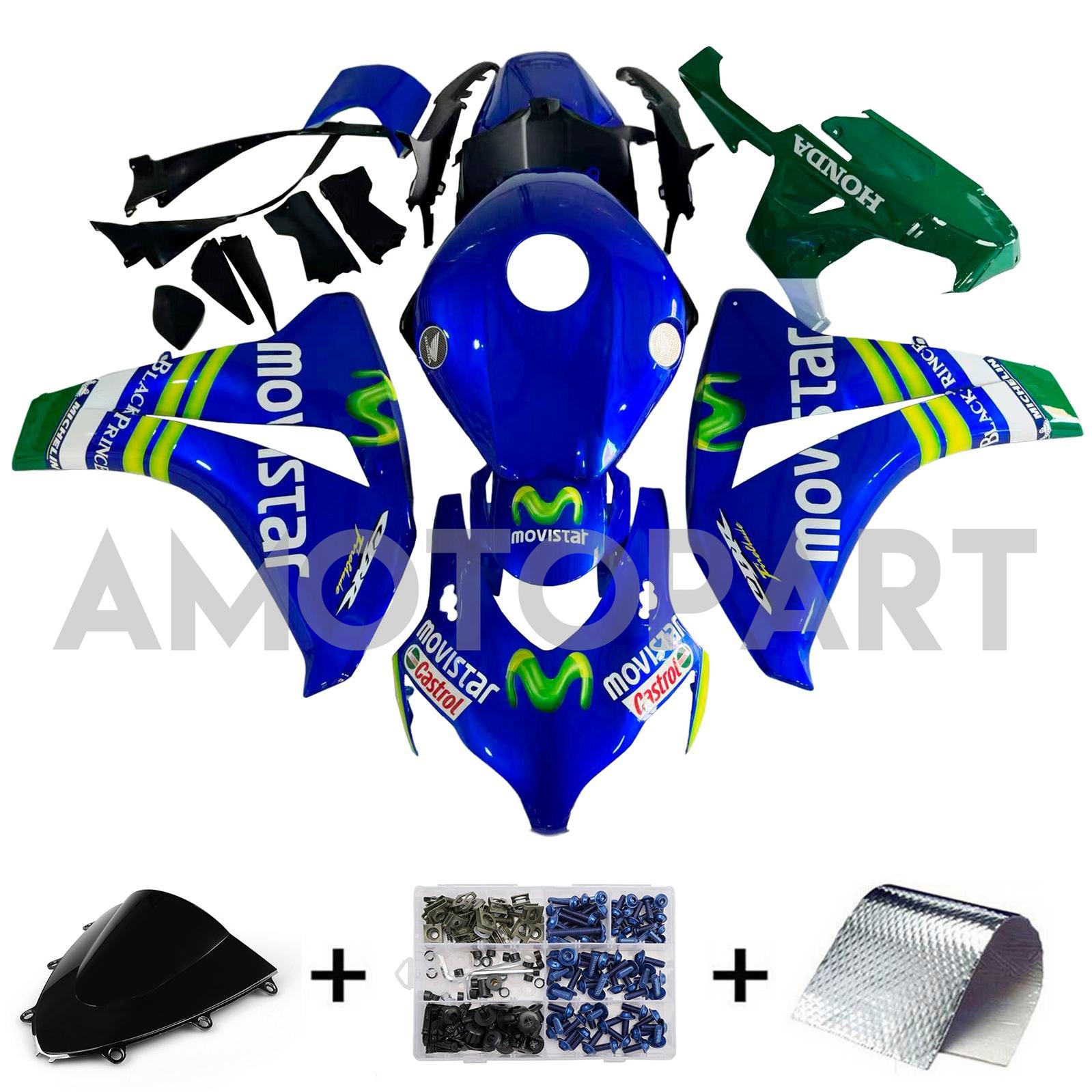Amotopart 2008-2011 Honda CBR1000RR Glossy Blue Fairing Kit