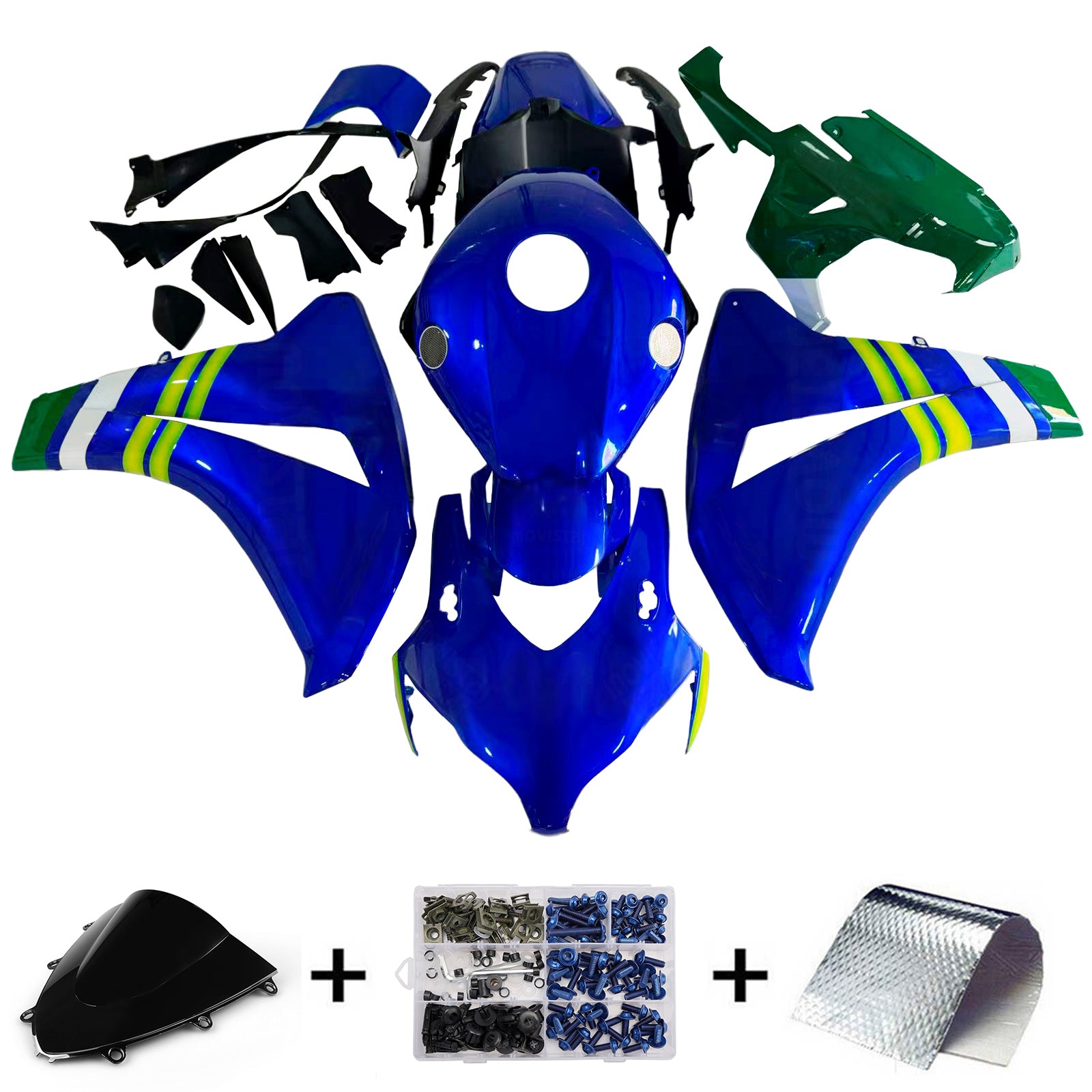 Amotopart 2008-2011 Honda CBR1000RR Glossy Blue Fairing Kit