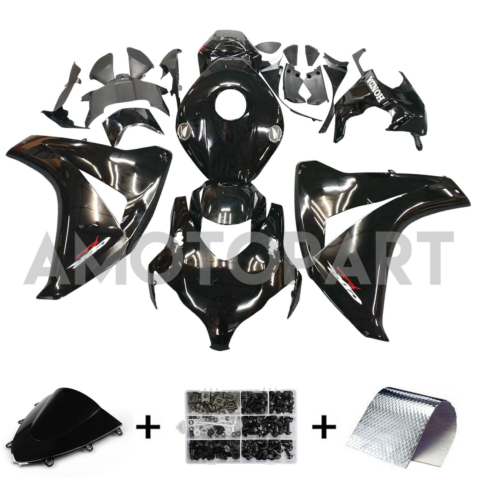 Amotopart 2008-2011 Honda CBR1000RR Gloss Black Fairing Kit