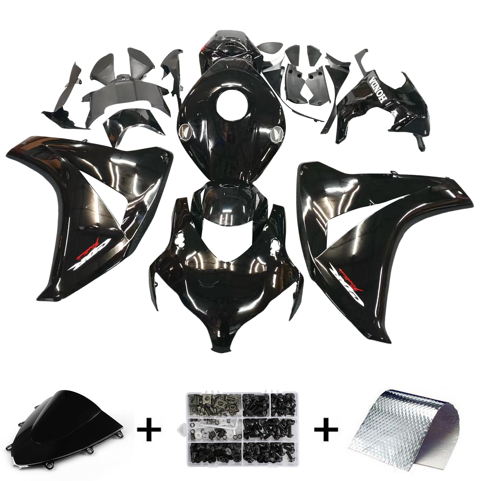 Amotopart 2008-2011 Honda CBR1000RR Kit de carénage noir brillant