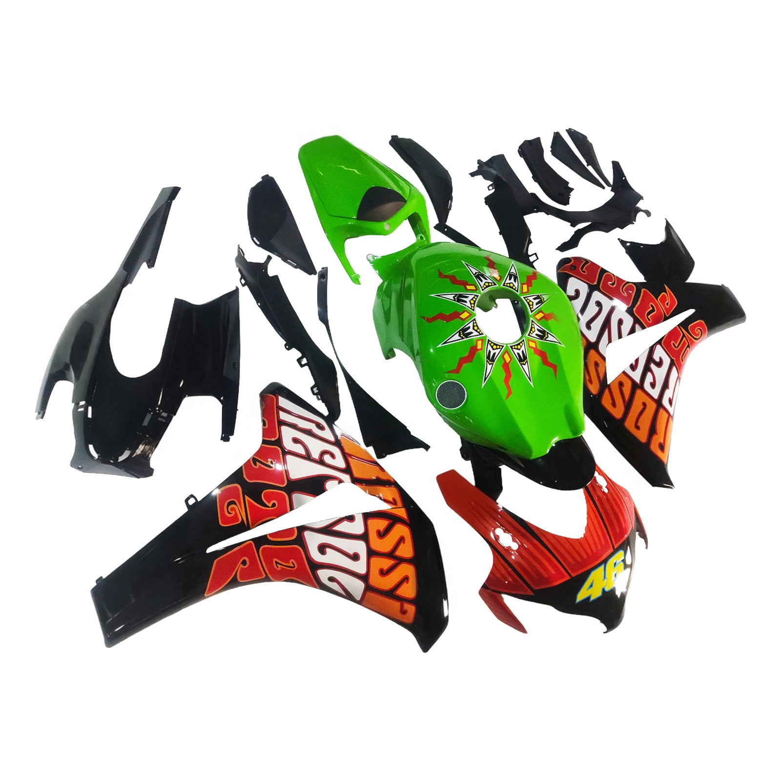 Amotopart 2008-2011 Honda CBR1000RR Green Black met stickers kuipkit