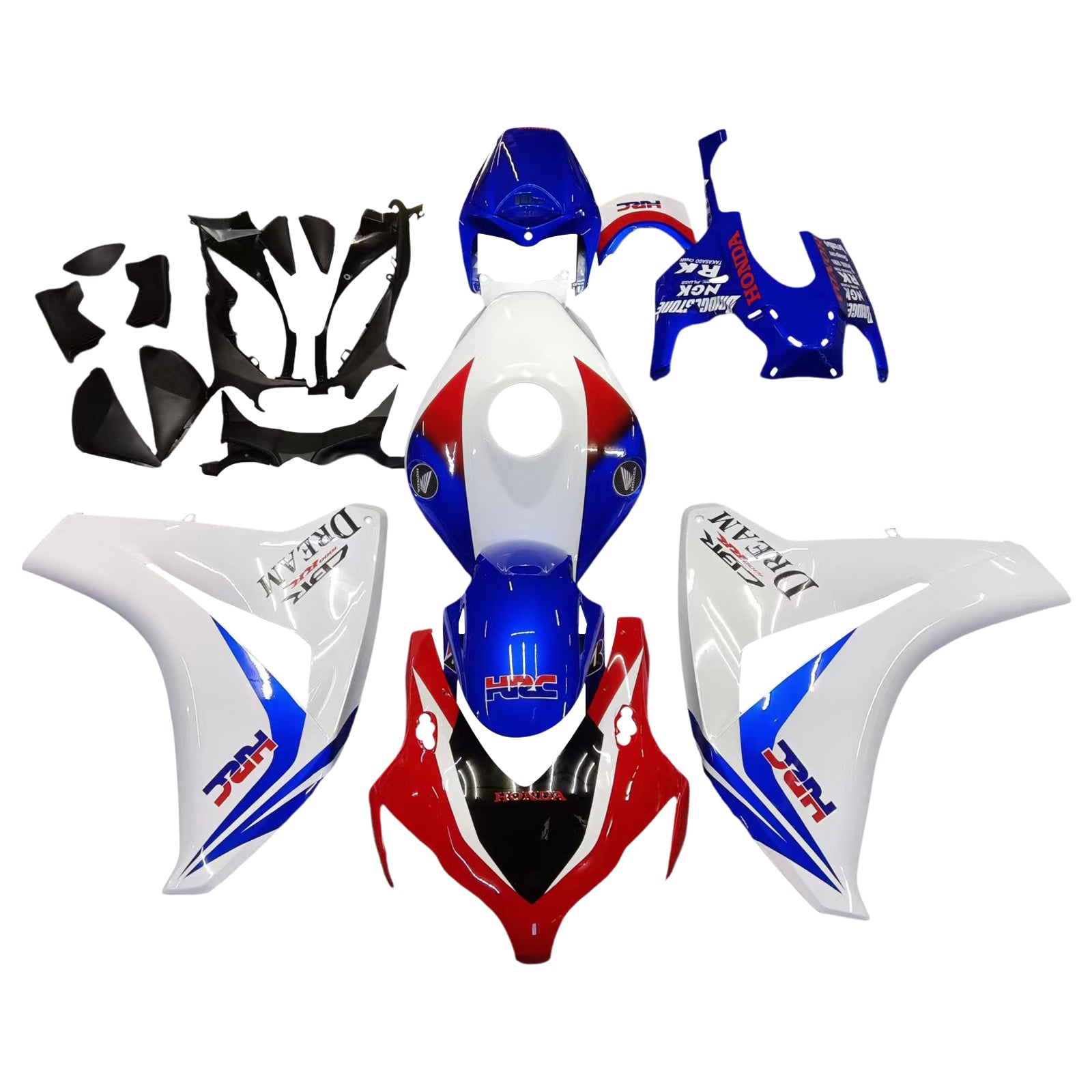 Amotopart Honda CBR1000RR 2008-2011 Kit de carénage bleu et rouge Style1