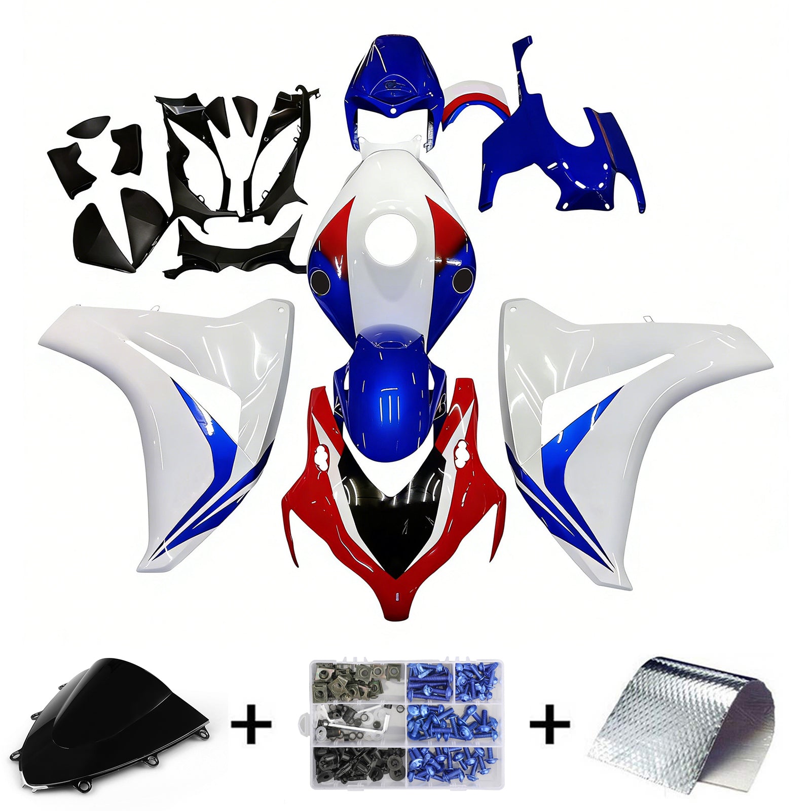 Amotopart Kit carena Honda CBR1000RR 2008-2011 Blue&Red Style1