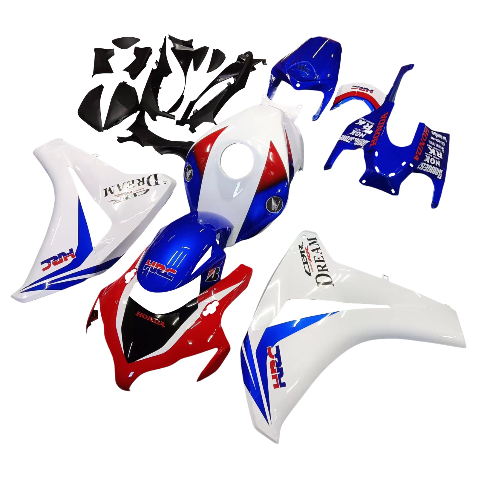 Amotopart Honda CBR1000RR 2008-2011 Kit de carénage bleu et rouge Style1