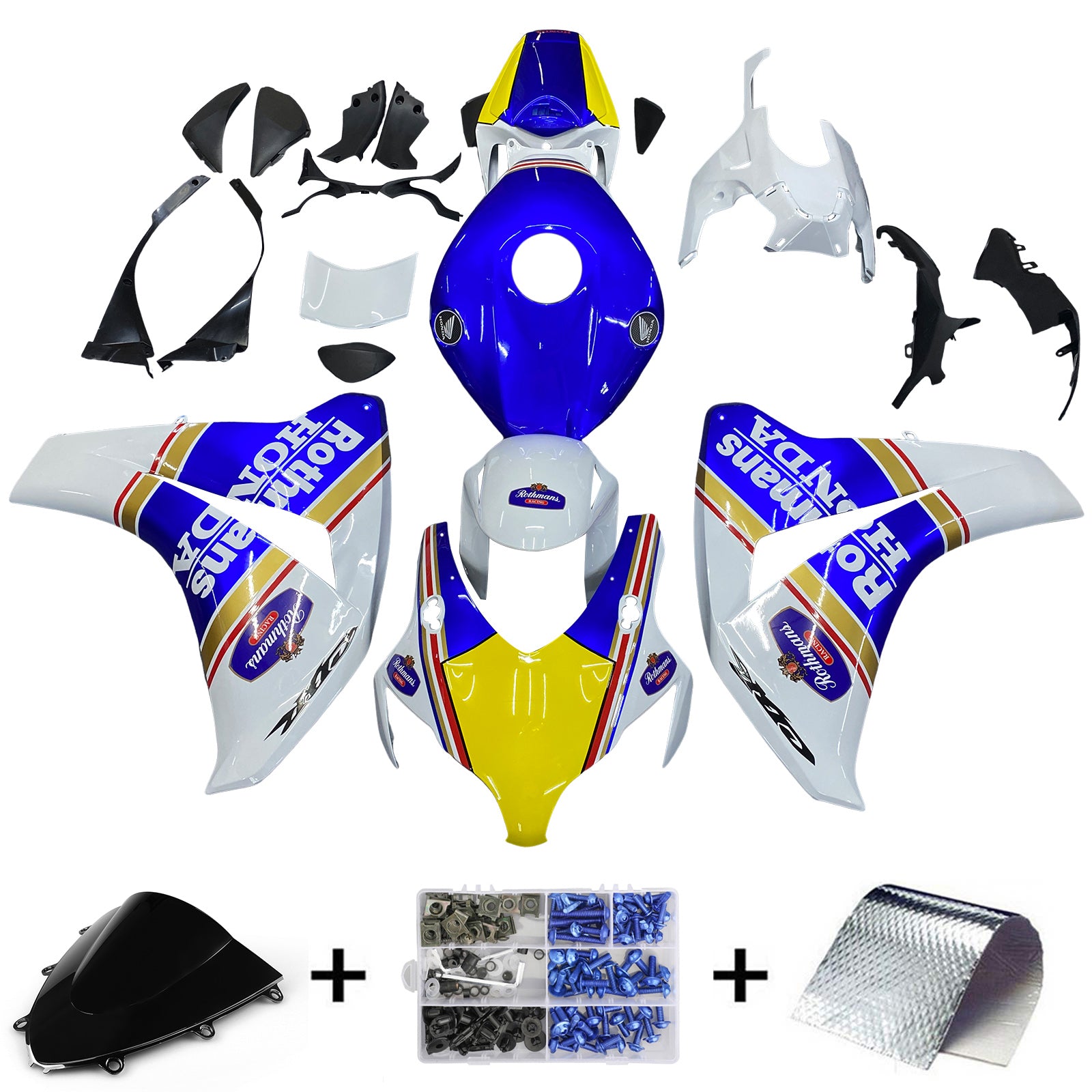 Amotopart 2008-2011 Honda CBR1000RR Kit de carenado azul y amarillo