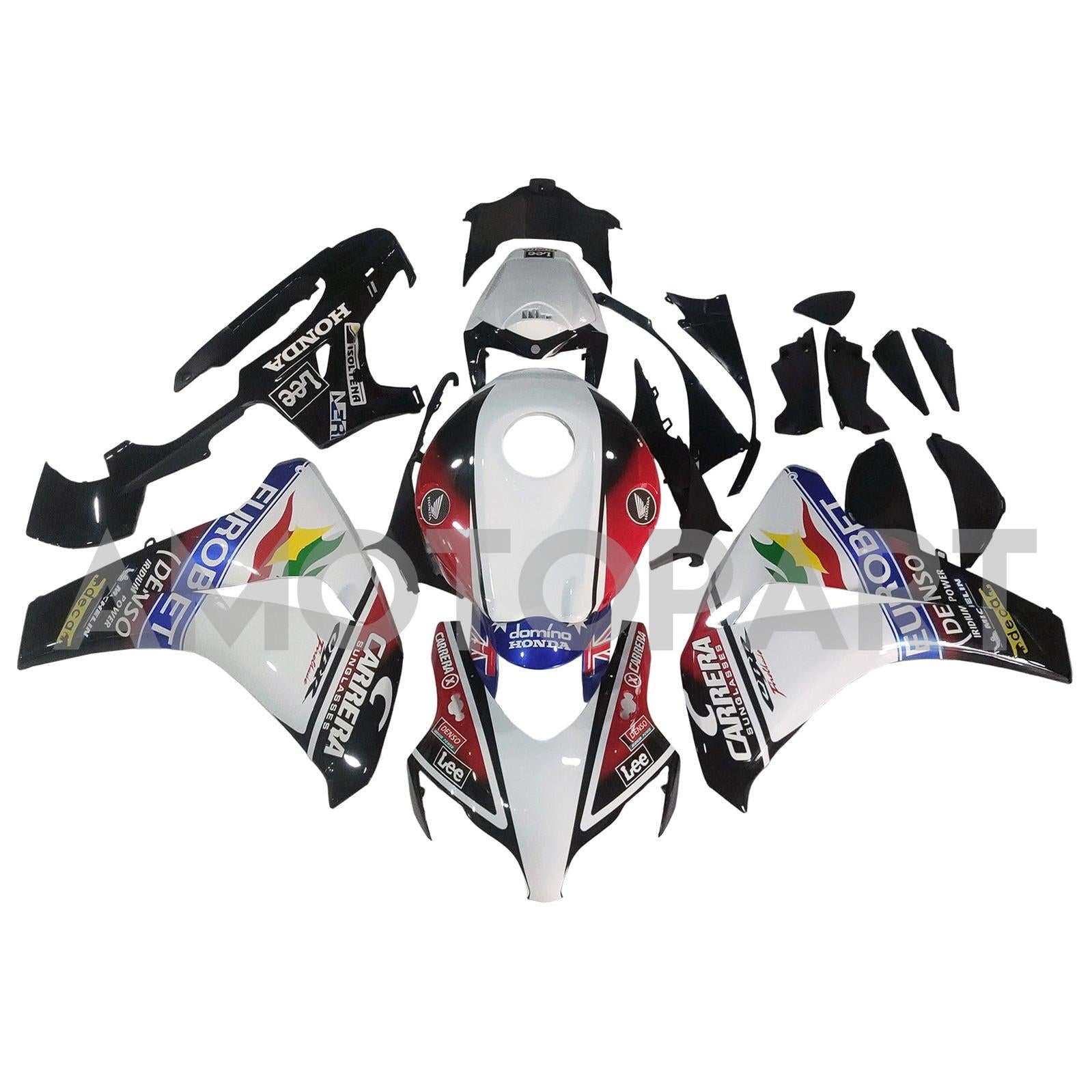 Amotopart 2008-2011 Honda CBR1000RR GLOSSY BLIK WHITE FAIRIING KIT