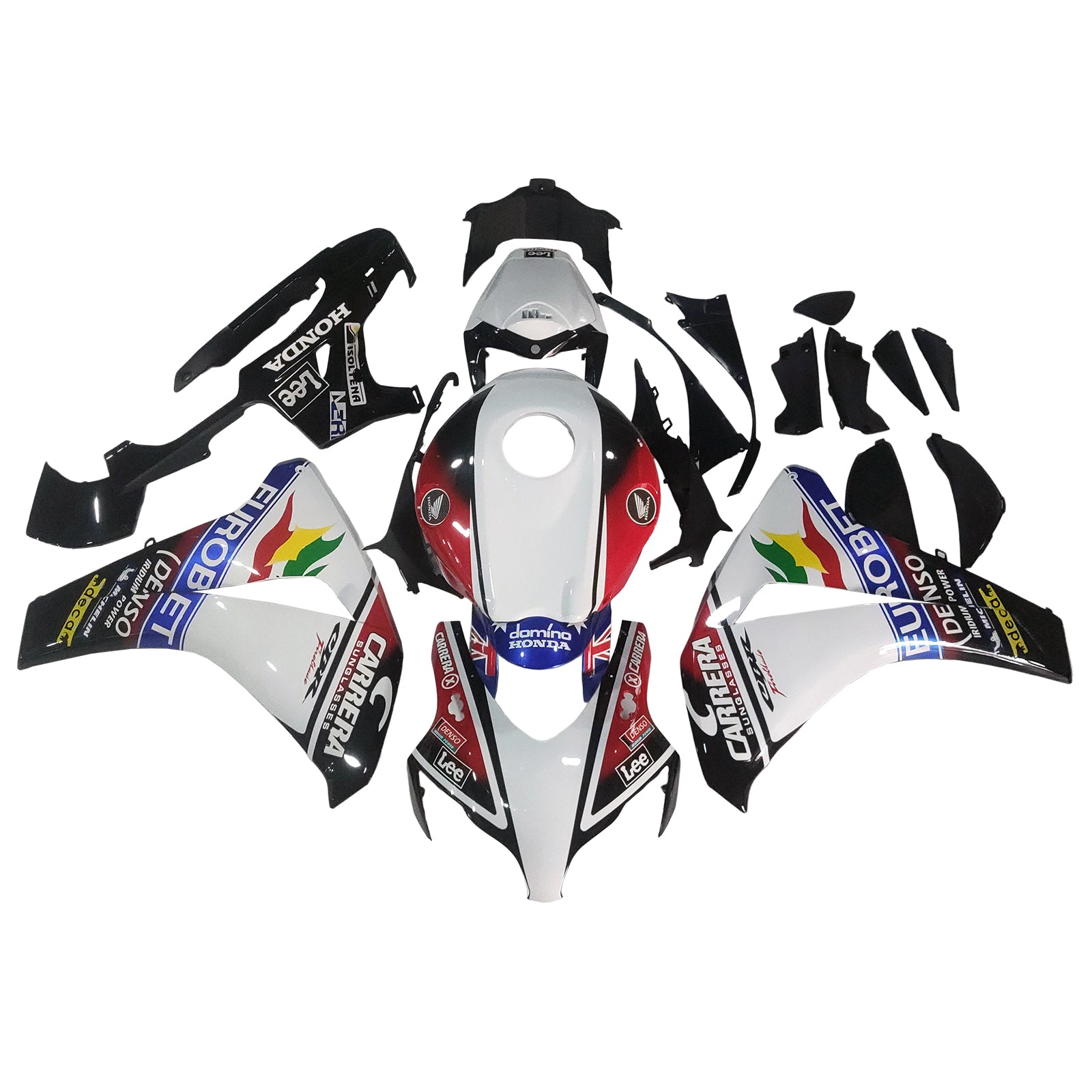 Amotopart 2008-2011 Honda CBR1000RR Glossy Black White Fairing Kit