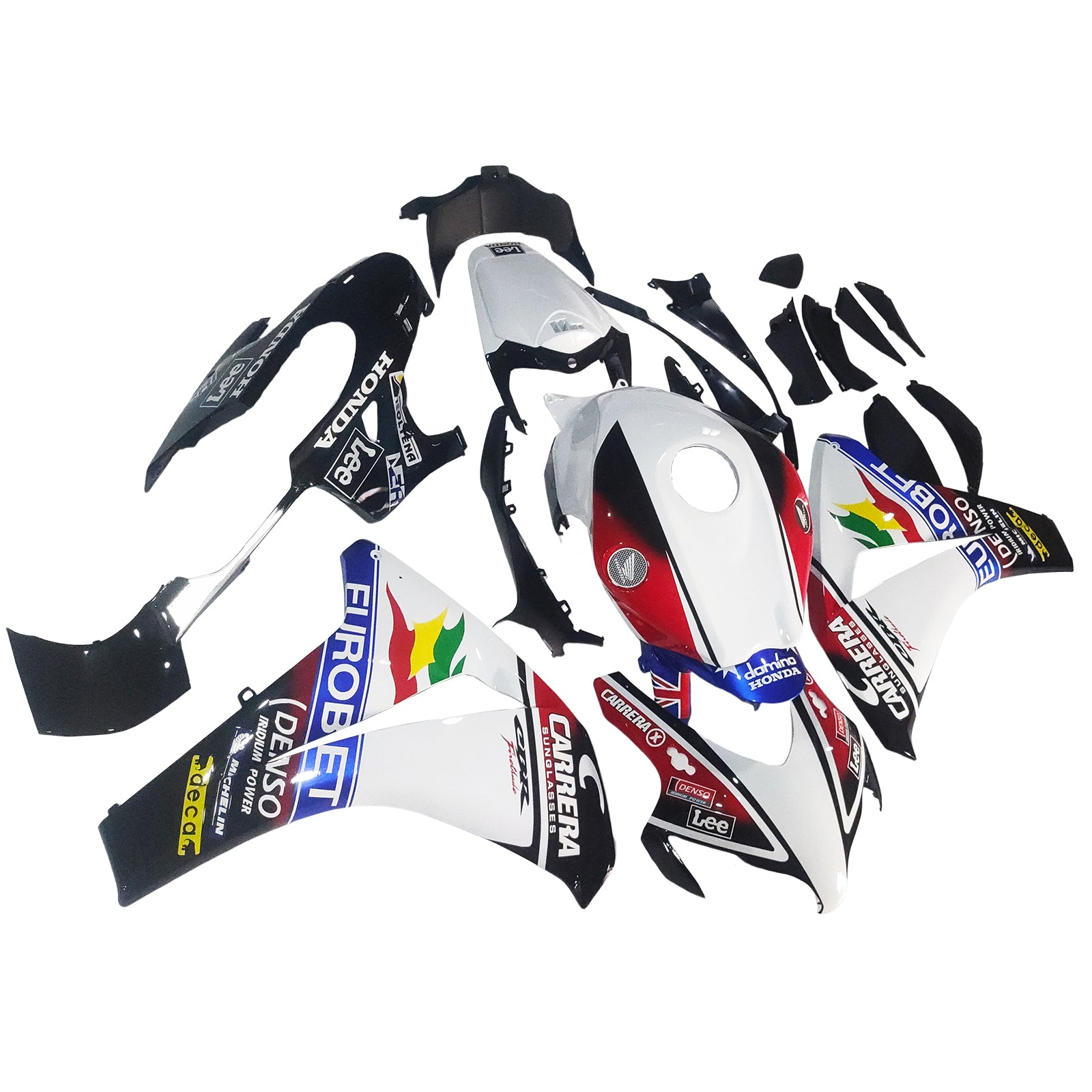 Amotopart 2008-2011 Honda CBR1000RR Glossy Black White Fairing Kit