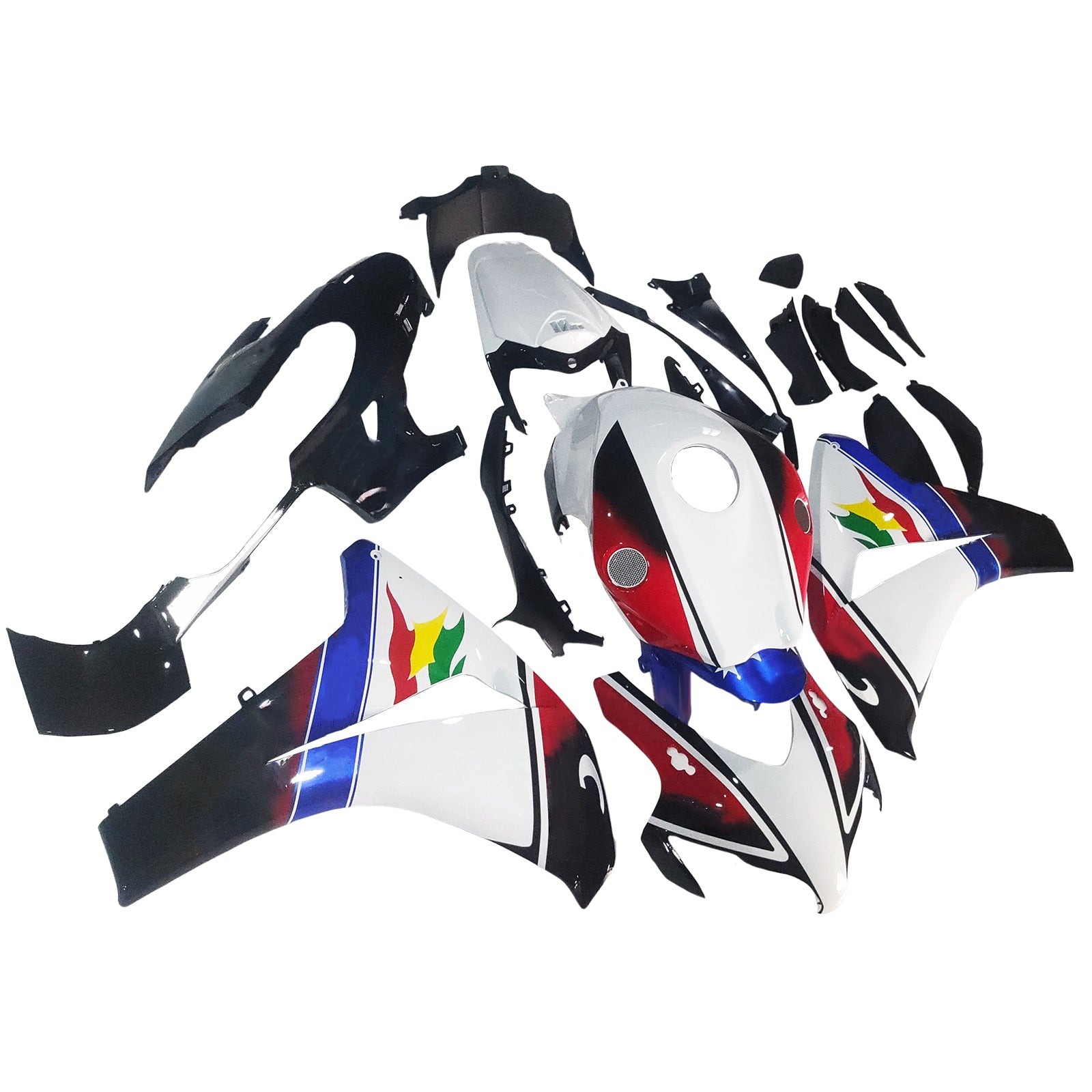 Amotopart 2008-2011 Honda CBR1000RR Glossy Black White Fairing Kit