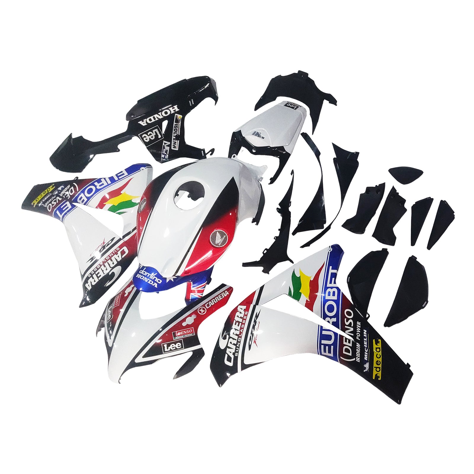 Amotopart 2008-2011 Honda CBR1000RR Glossy Black White Fairing Kit