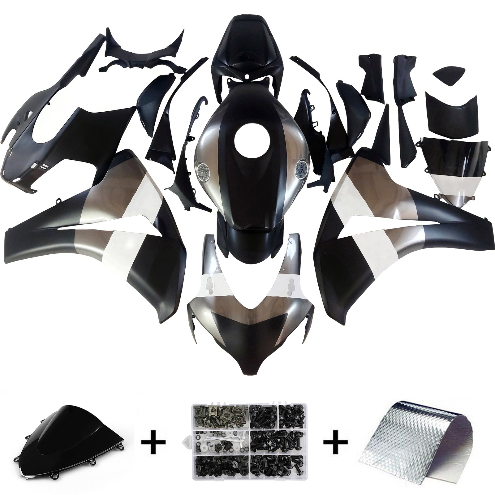 Amotopart 2008-2011 Honda CBR1000RR Black Silver Fairing Kit