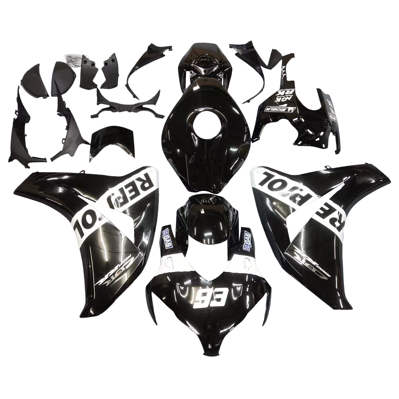 Kit de carénage Repjol noir Amotopart Honda CBR1000RR 2008-2011