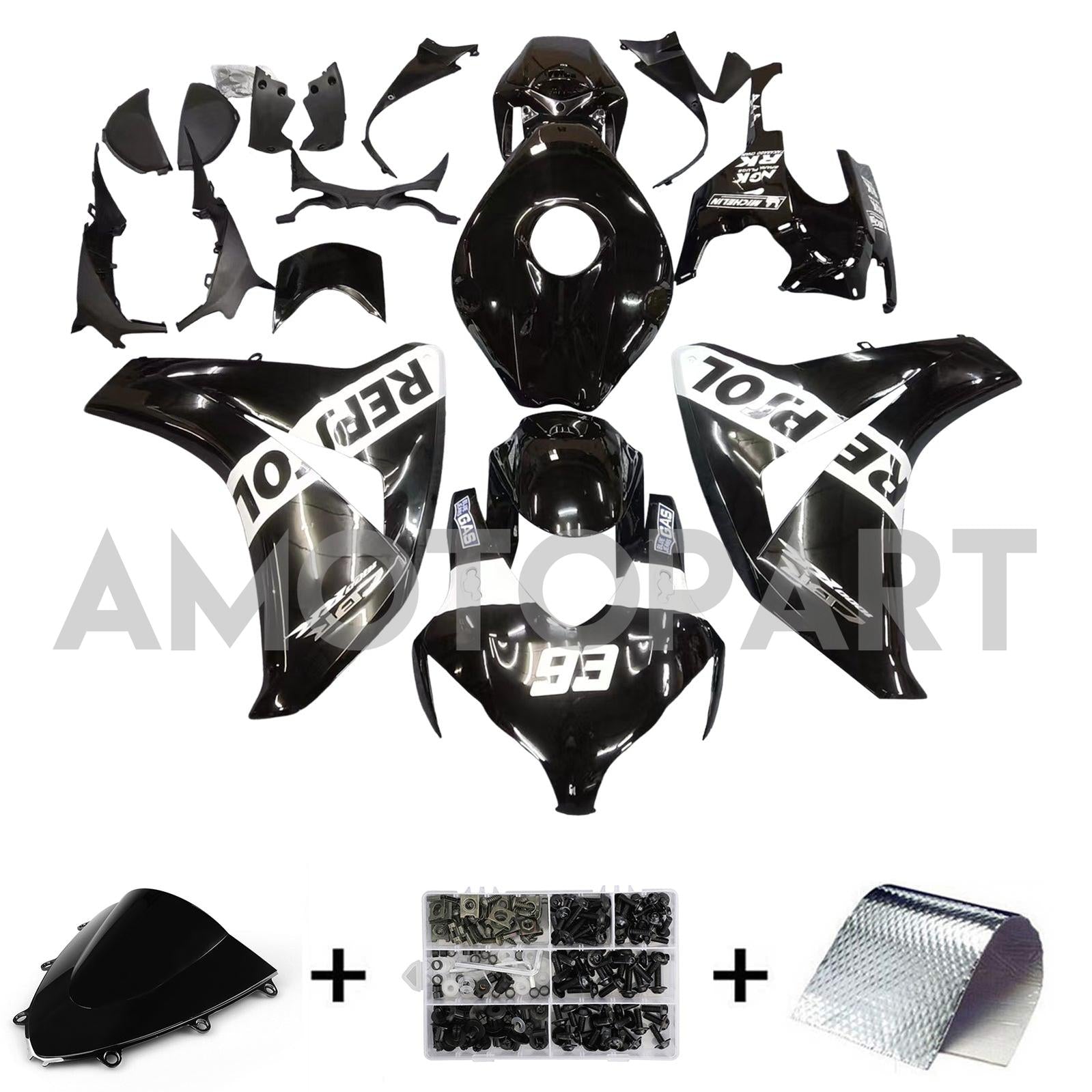 Amotopart ホンダ CBR1000RR 2008-2011 ブラック Repjol フェアリングキット
