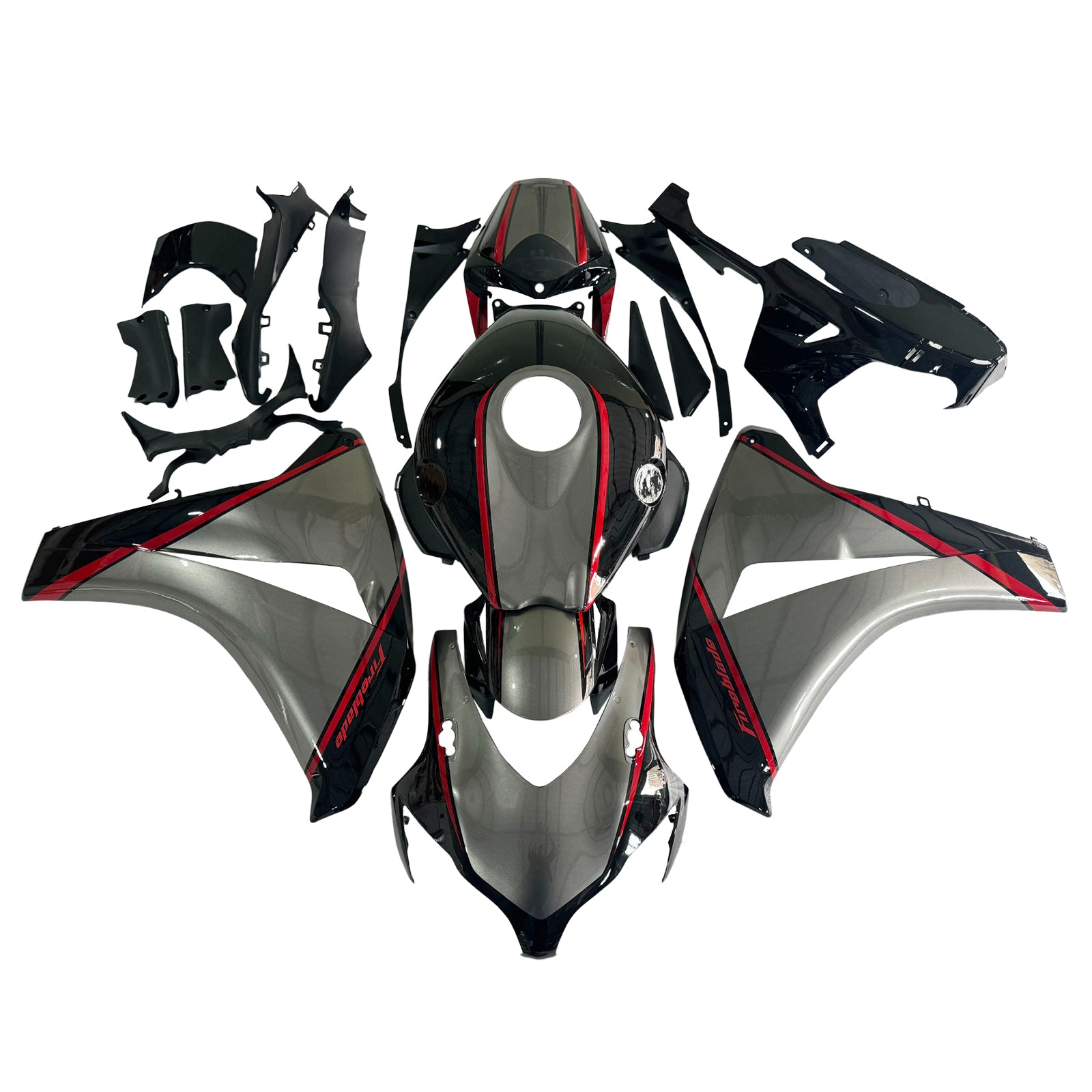 Amotopart 2008-2011 ホンダ CBR1000RR ダークグレー レッドストライプフェアリングキット付き