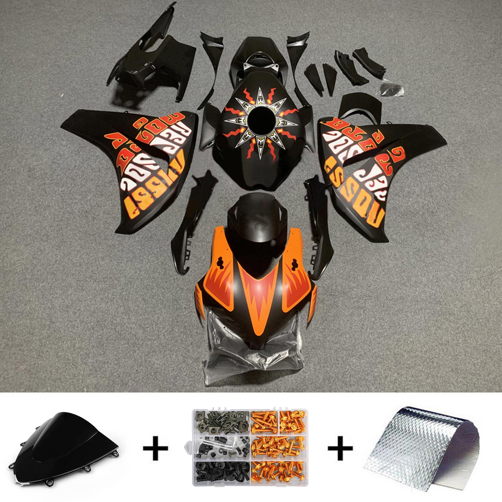 Amotopart 2008-2011 Honda CBR1000RR Matte Colorful Logo Fairing Kit