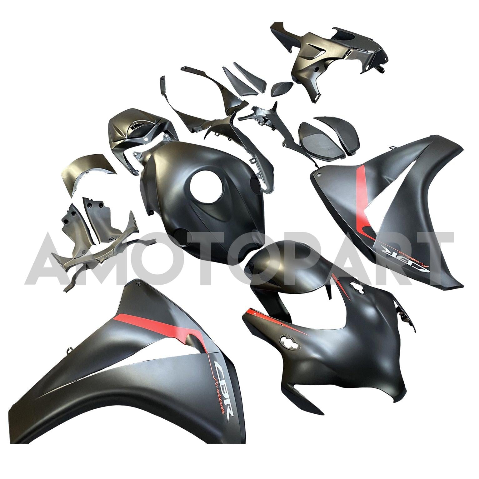 Amotopart 2008-2011 Honda CBR1000RR Matte Black with Red Fairing Kit