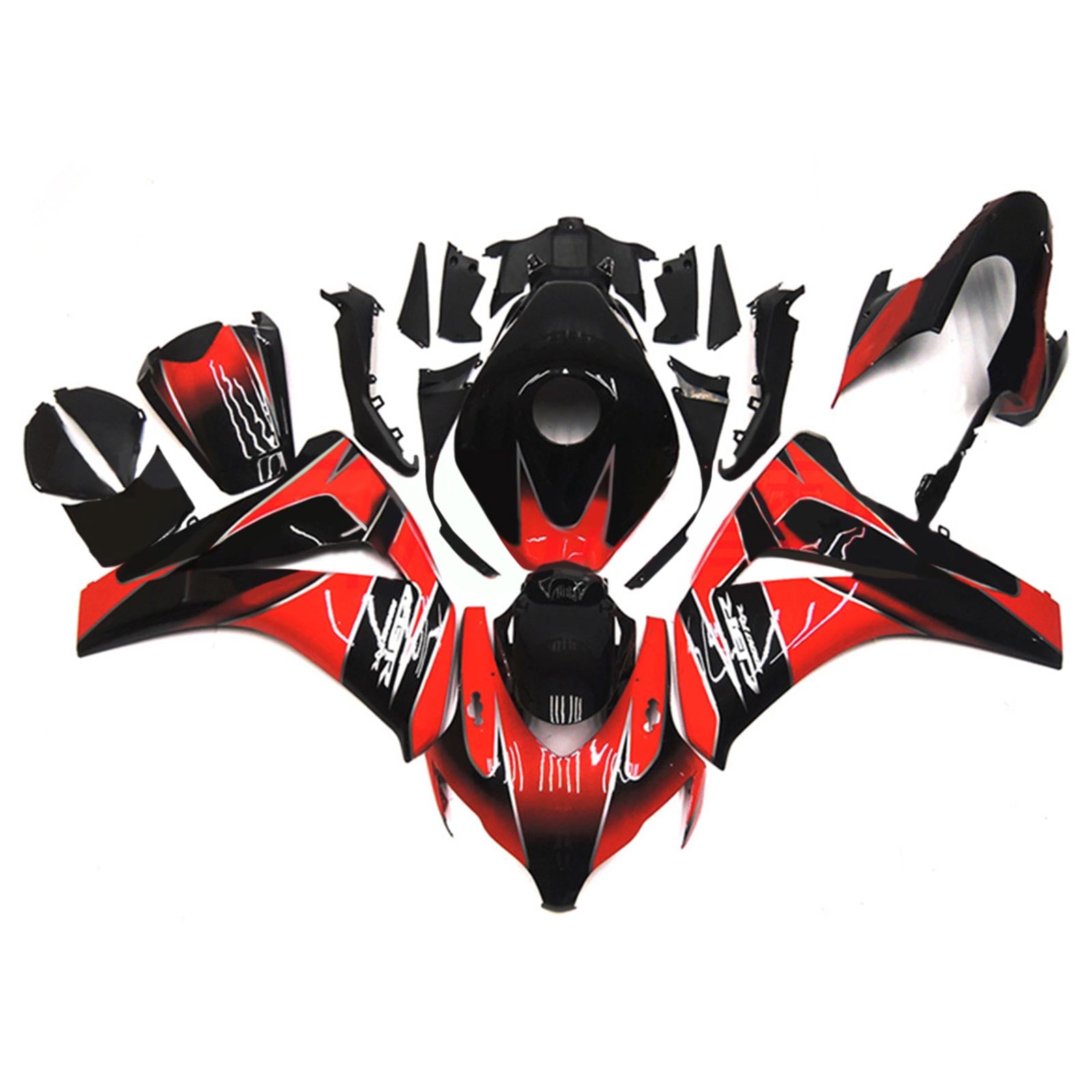 Amotopart 2008-2011 Honda CBR1000RR Kit de carénage noir brillant et rouge