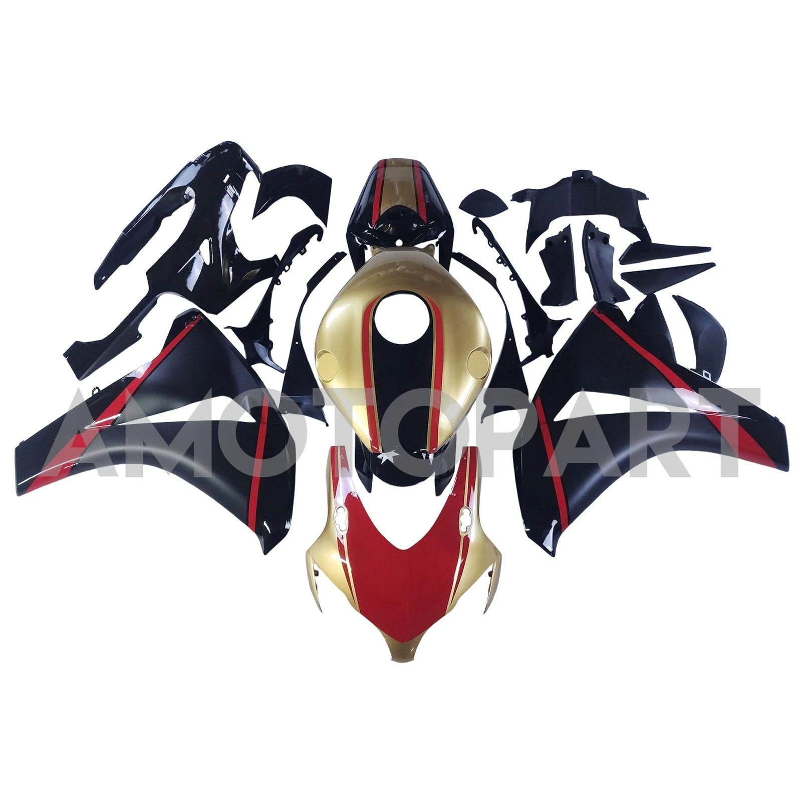 Amotopart 2008-2011 Honda CBR1000RR Gold&Red Fairing Kit