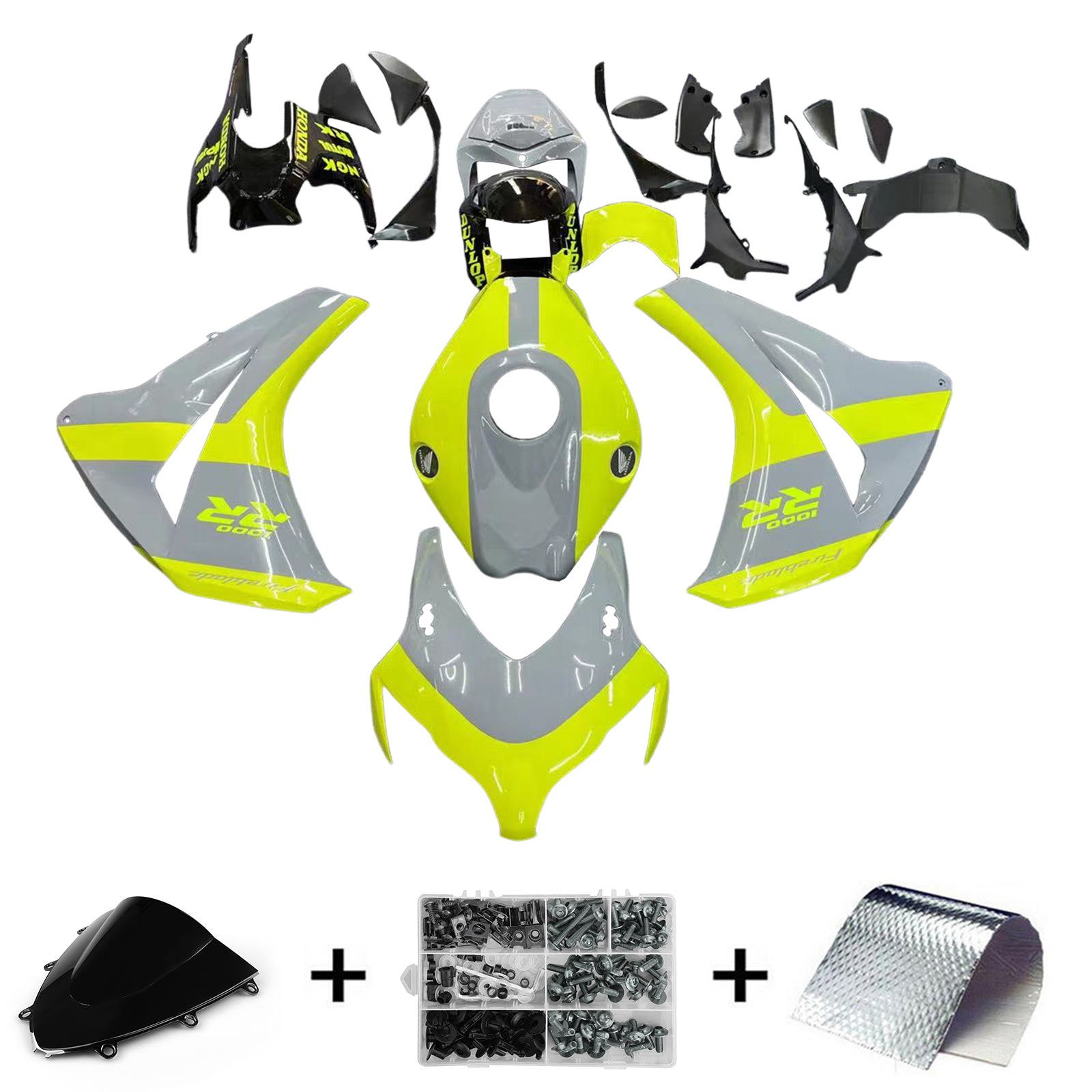 Amotopart 2008-2011 Honda CBR1000RR Grey&Fluorescein Fairing Kit