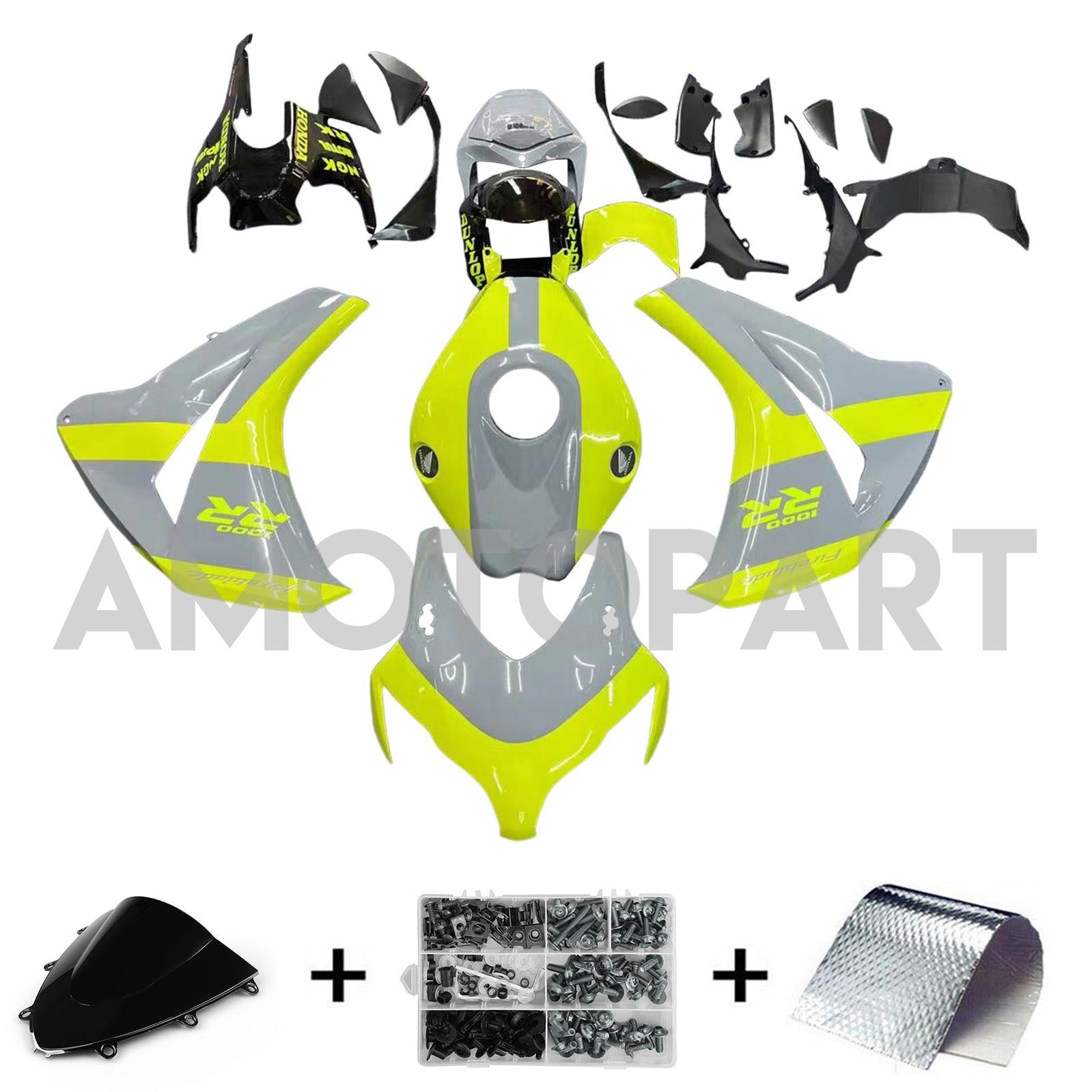Amotopart 2008-2011 Honda CBR1000RR Grey&Fluorescein Fairing Kit
