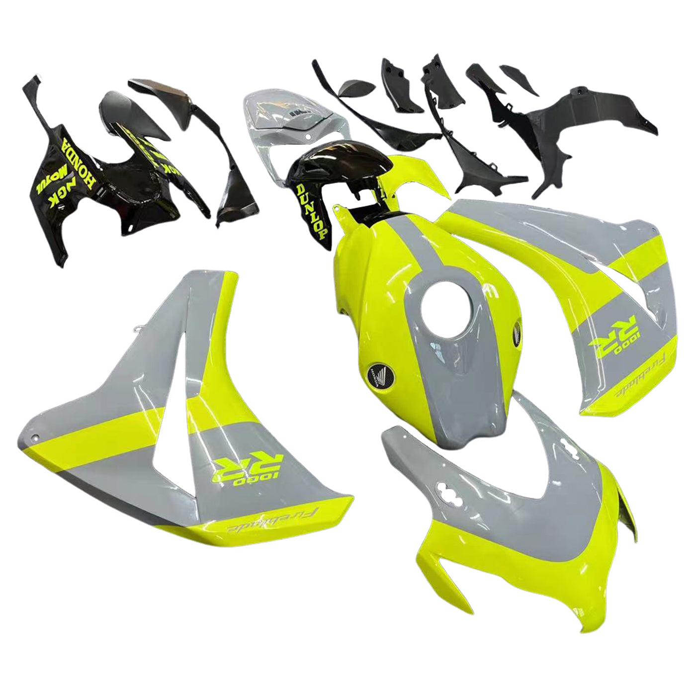 Amotopart 2008-2011 Honda CBR1000RR Grey&Fluorescein Fairing Kit