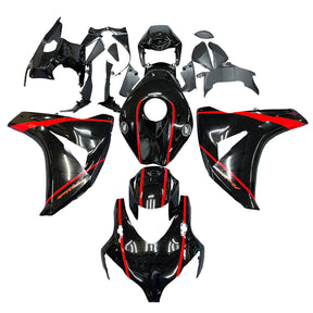 Amotopart 2008-2011 Honda CBR1000RR Gloss Black with Red Stripe Fairing Kit