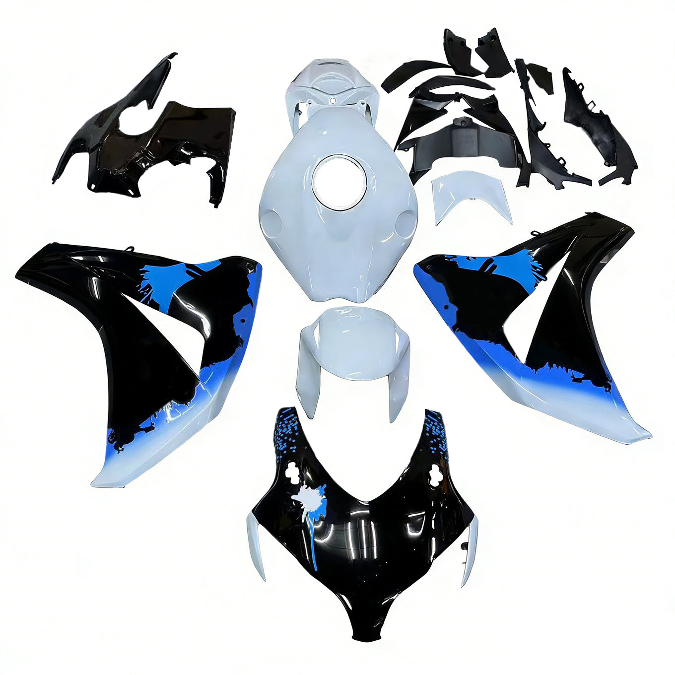 Amotopart 2008-2011 Honda CBR1000RR Black&Blue Spot Fairing Kit
