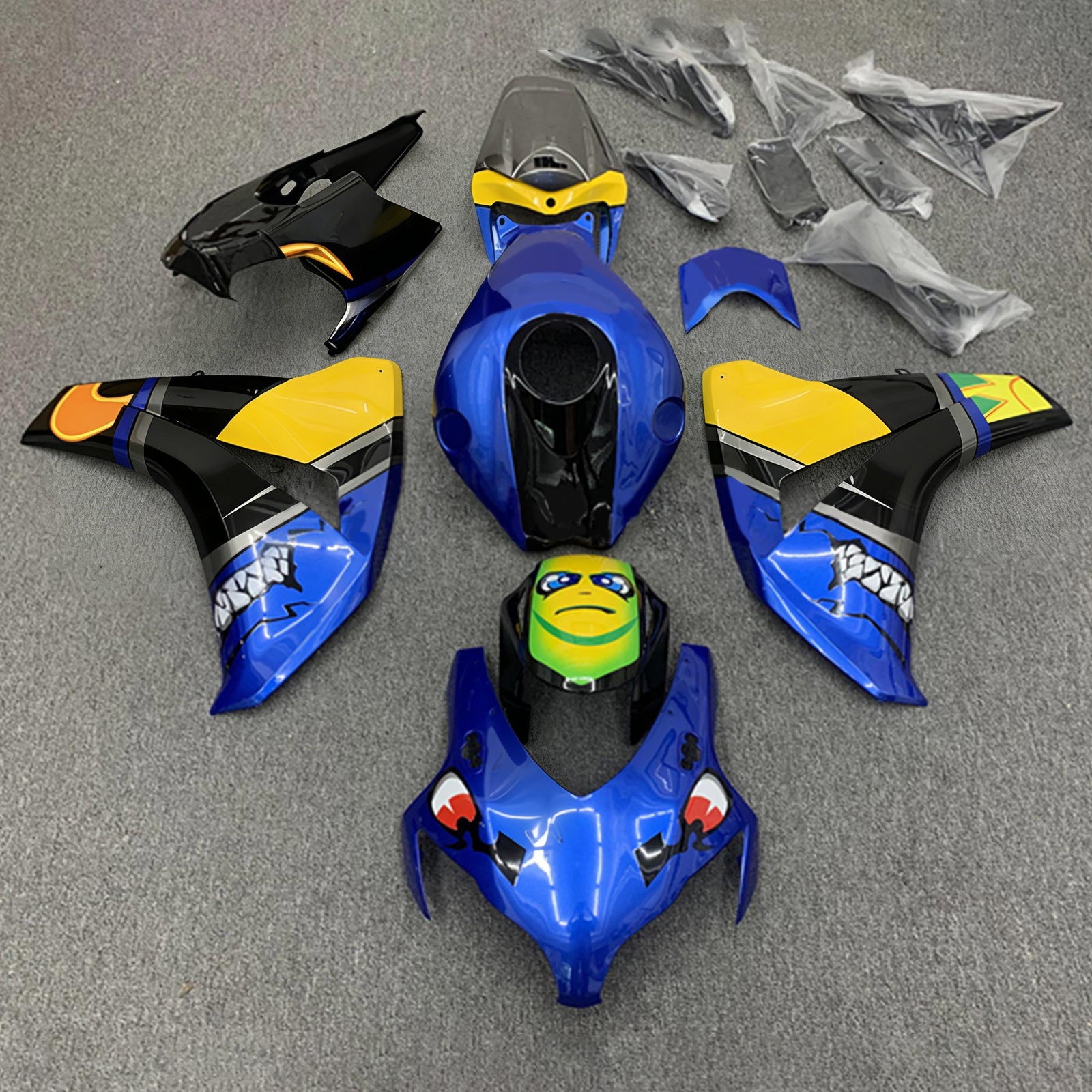 Amotopart 2008-2011 Honda CBR1000RR Kit de carenado azul y amarillo