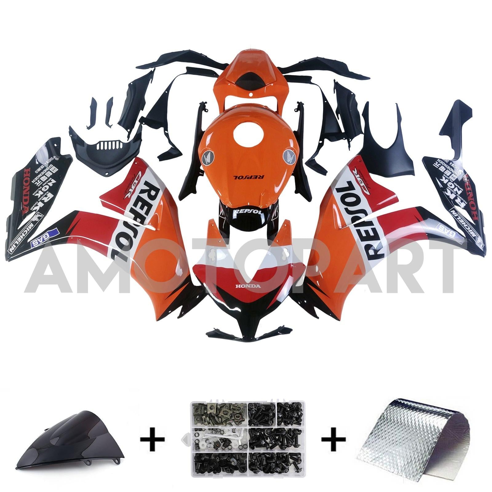 Amotopart 2012-2016 CBR1000RR Honda Orange&Red Fairing Kit
