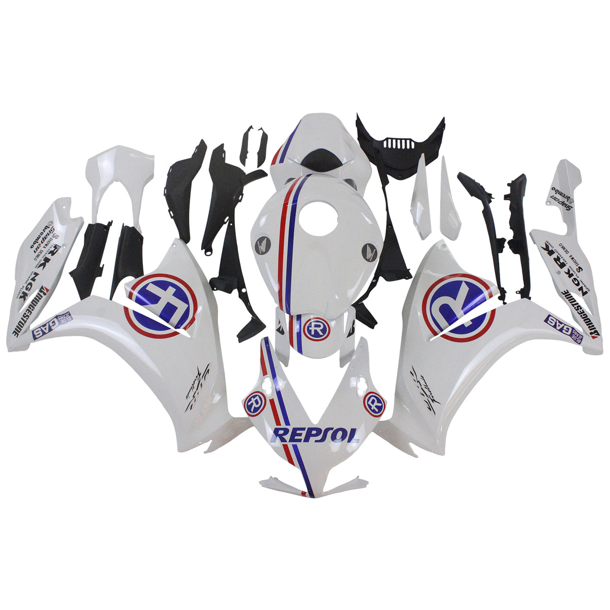 Amotopart 2012-2016 CBR1000RR Honda Kit de carénage blanc avec accent bleu